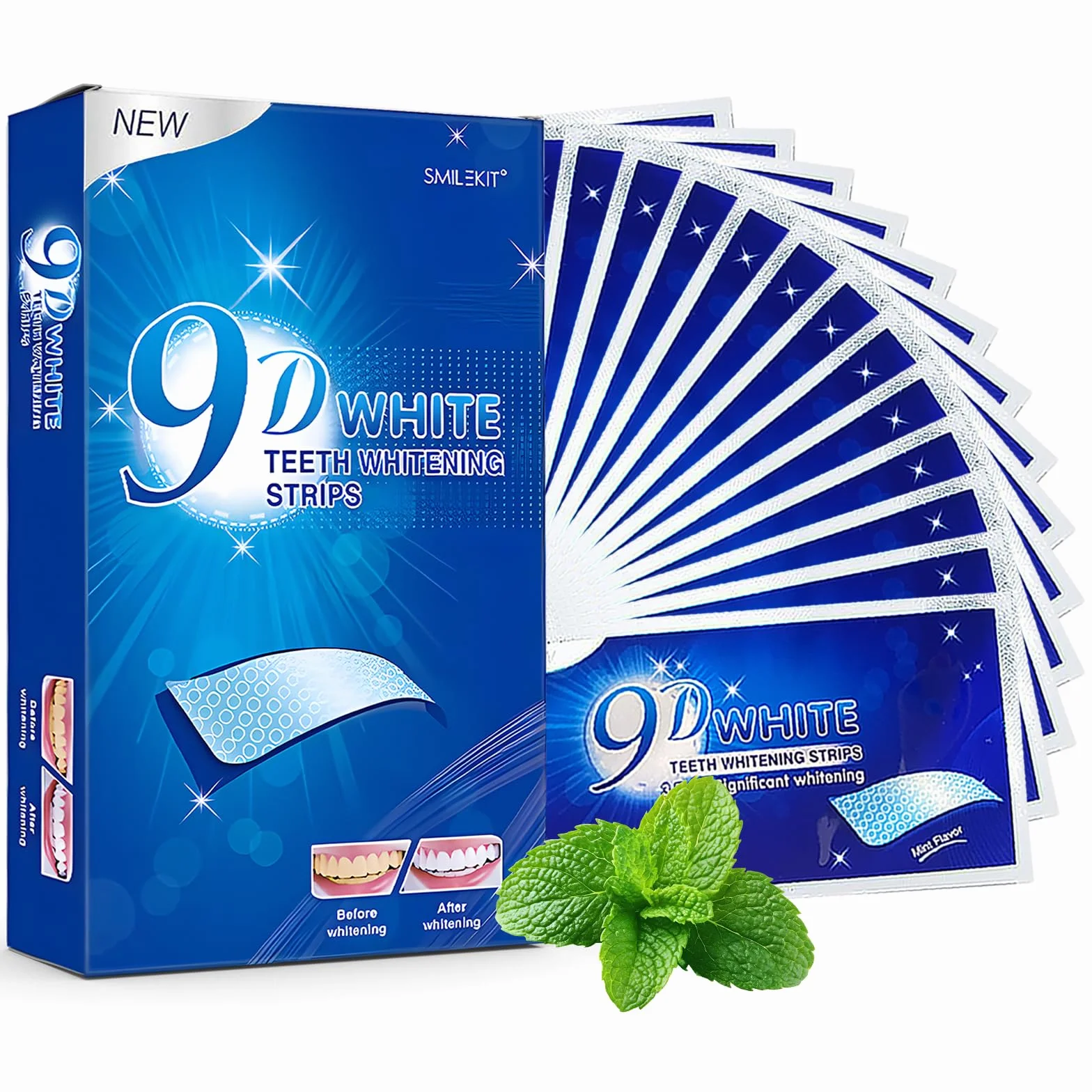28 Pezzi Strisce Sbiancanti Denti, Kit Sbiancamento Denti Efficace, Riduzione Visibile Delle Macchie, Teeth Whitening Strips, Applicazione Semplice E Confortevole, Per Casa E Viaggio