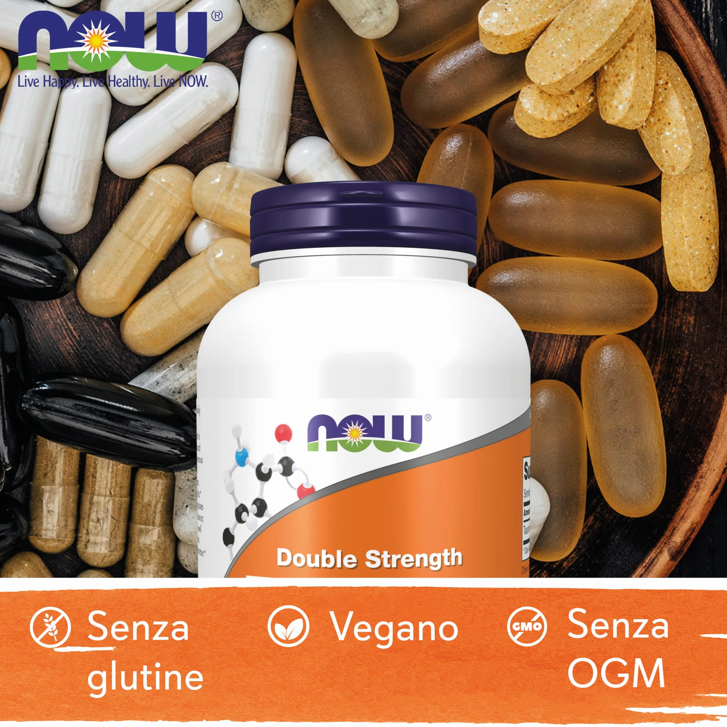 Now Foods Double Strength Taurine 1000mg 250 Capsules Vegan