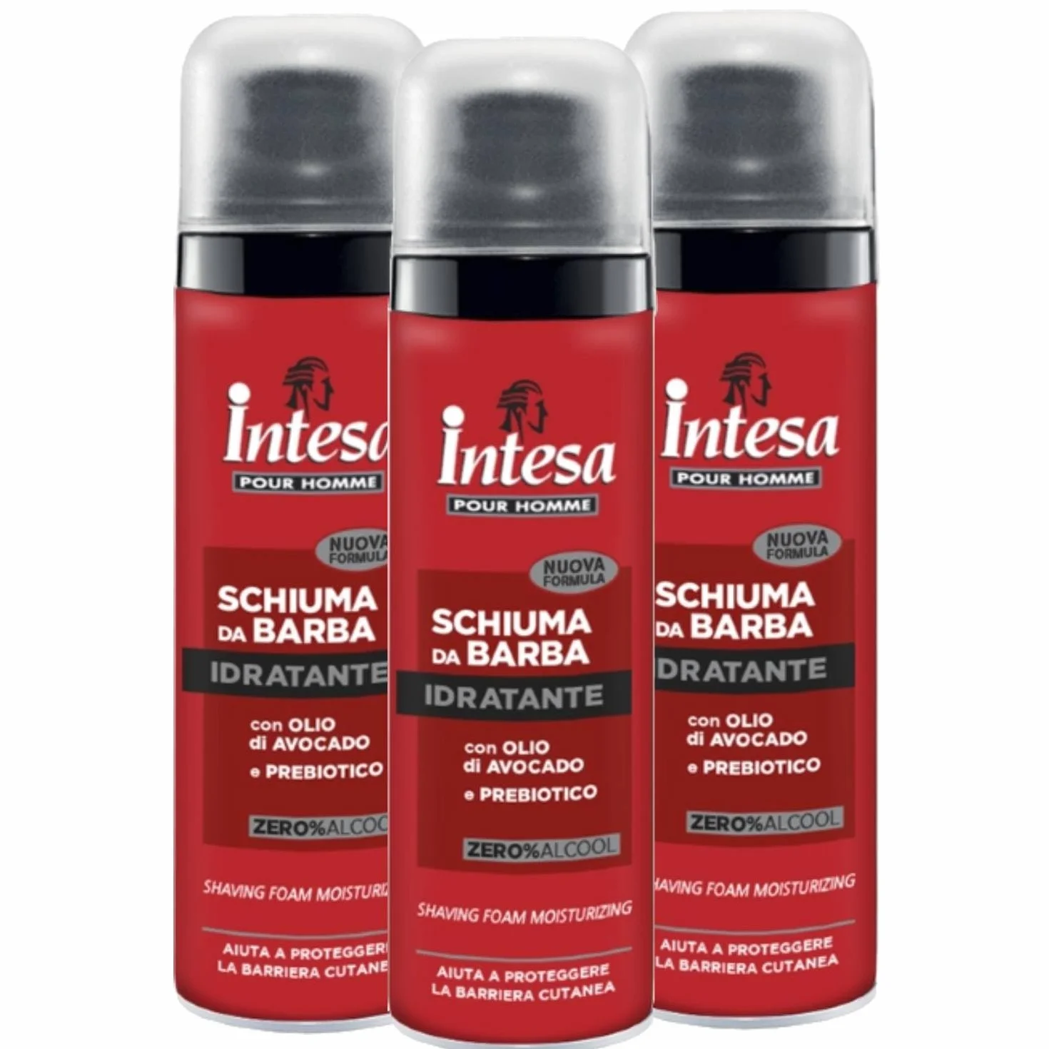 Intesa Schiuma Da Barba Idratante Con Olio Di Avocado e Prebiotico 50 Ml 3 Unità