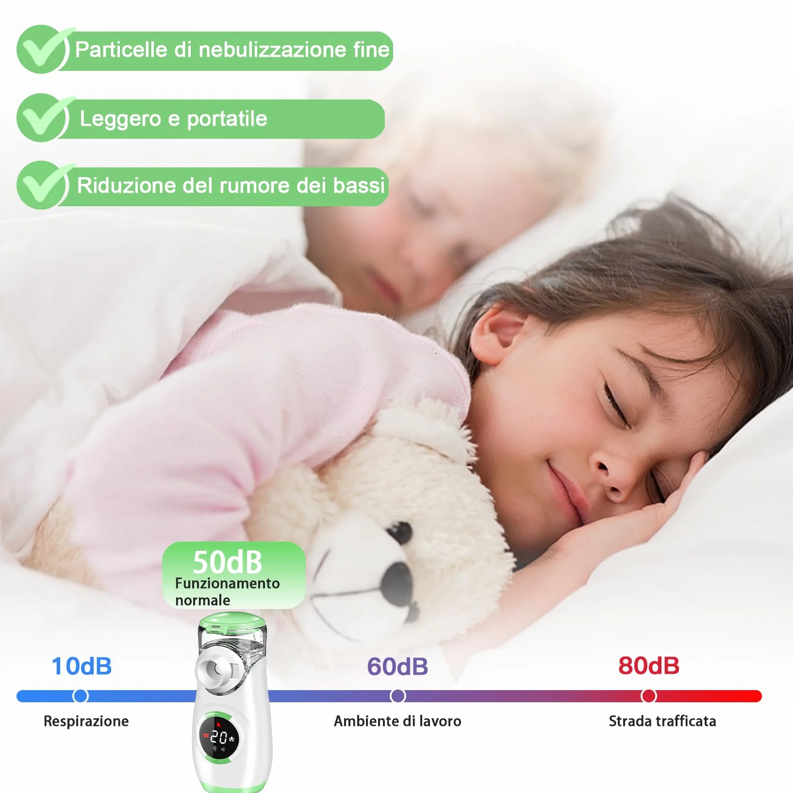 Aerosol Portatile Silenzioso con Display Digitale, Macchina Aerosol per Adulti e Bambini
