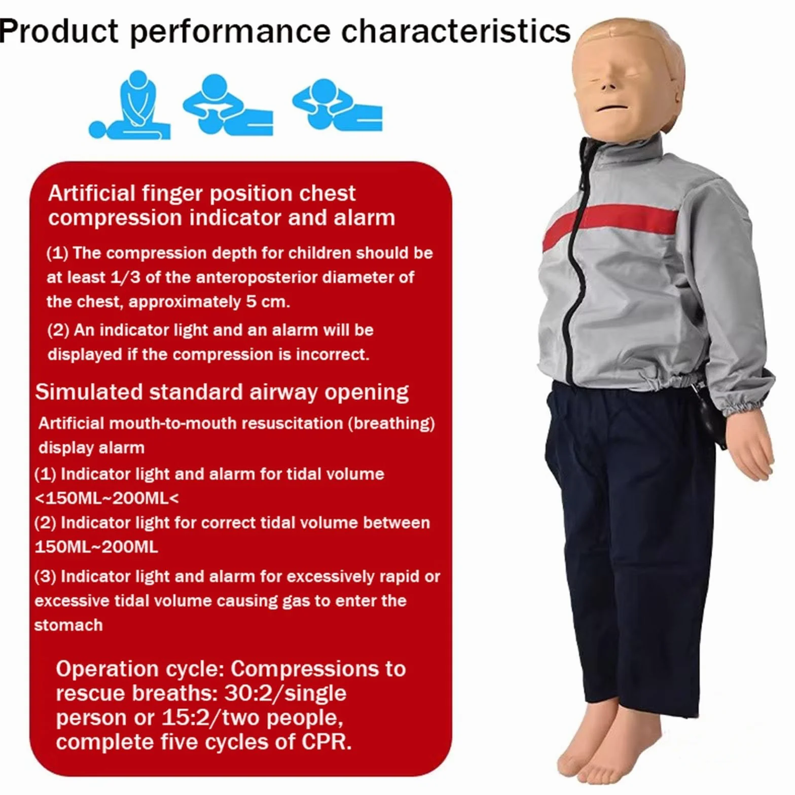 ELZEM CPR Manichino Didattico Bambino Professionale per Addestramento Primo Soccorso Modello Medico Umano