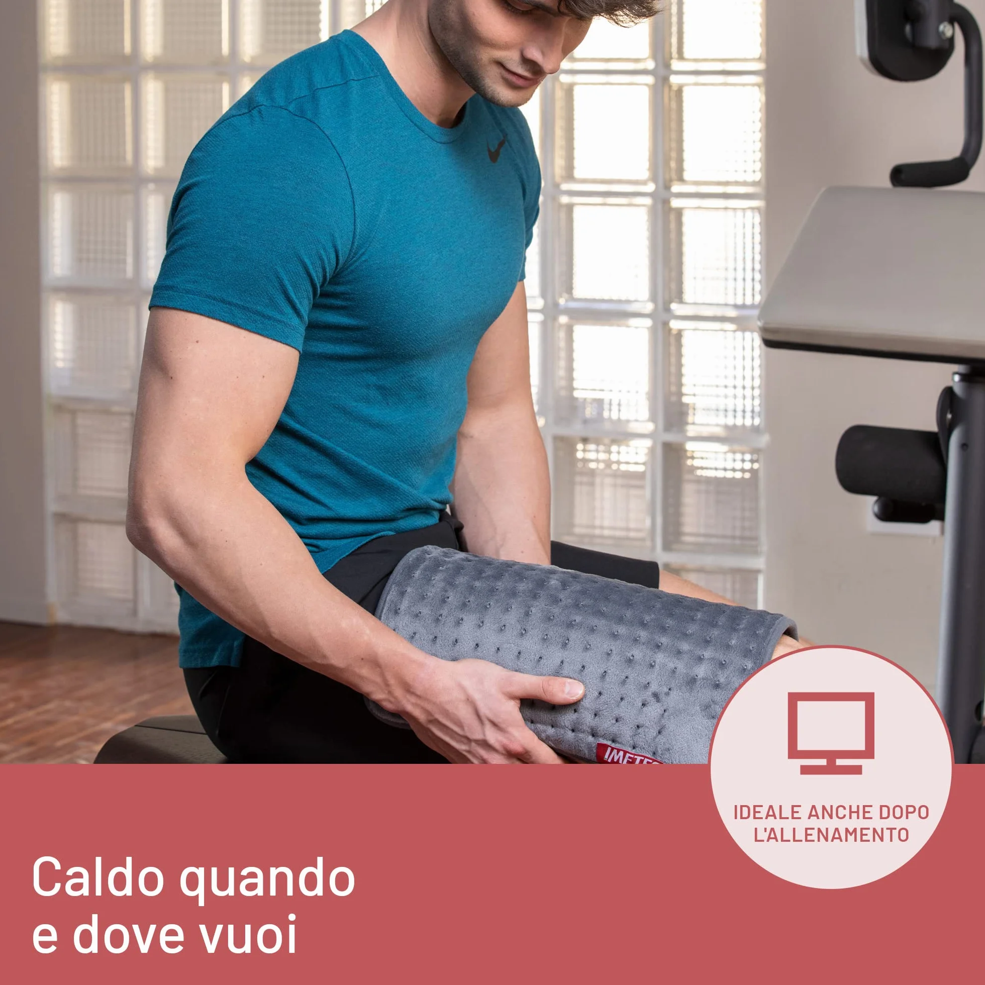 Imetec Intellisense Essential, Termoforo Multiuso, Cuscino Termico, 40x35 cm, Tessuto Anallergico, 5 temperature, Electro Block di sicurezza, Lavabile in lavatrice