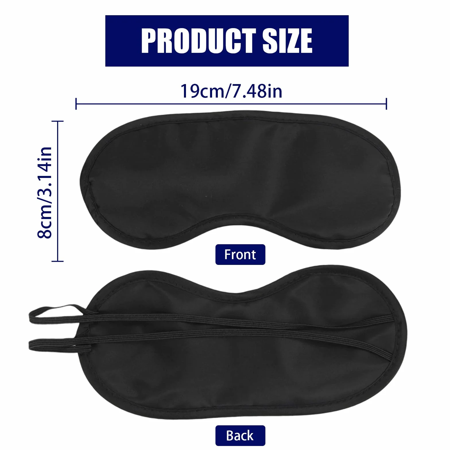10 Pezzi Maschera per Dormire, Mascherina Oscurante per Gli Occhi per Donna e Uomo, Copri Occhi per Dormire con 2 Elastici, per Viaggi, Pisolini, Sonno Notturno (Nero)