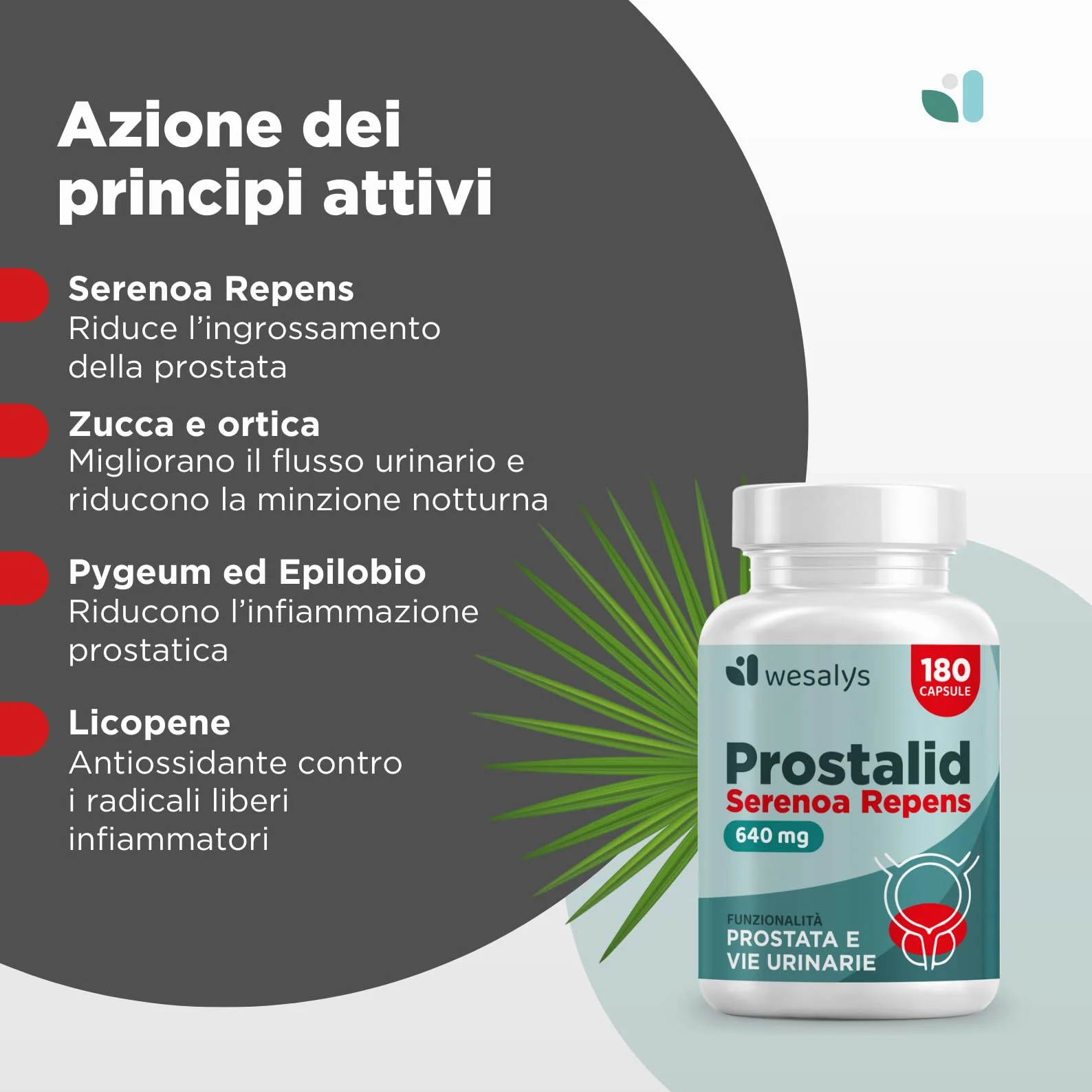 SERENOA REPENS 640MG 180 CAPSULE Saw Palmetto Integratore Prostata con Licopene Pygeum Africanum Zucca Ortica