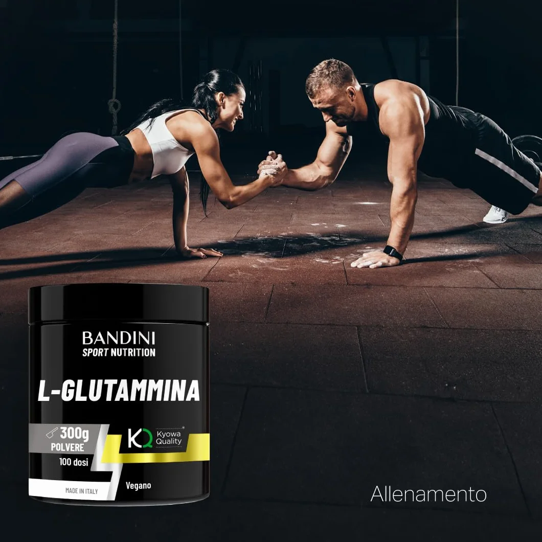Bandini® L-Glutammina Kyowa® Quality Pura in Polvere - Aminoacido utile per Esercizi Fisici ad Alta Intensità - Rinforza la Massa Muscolare - Glutammina POWDER 100% Vegan - Confezione da 300g