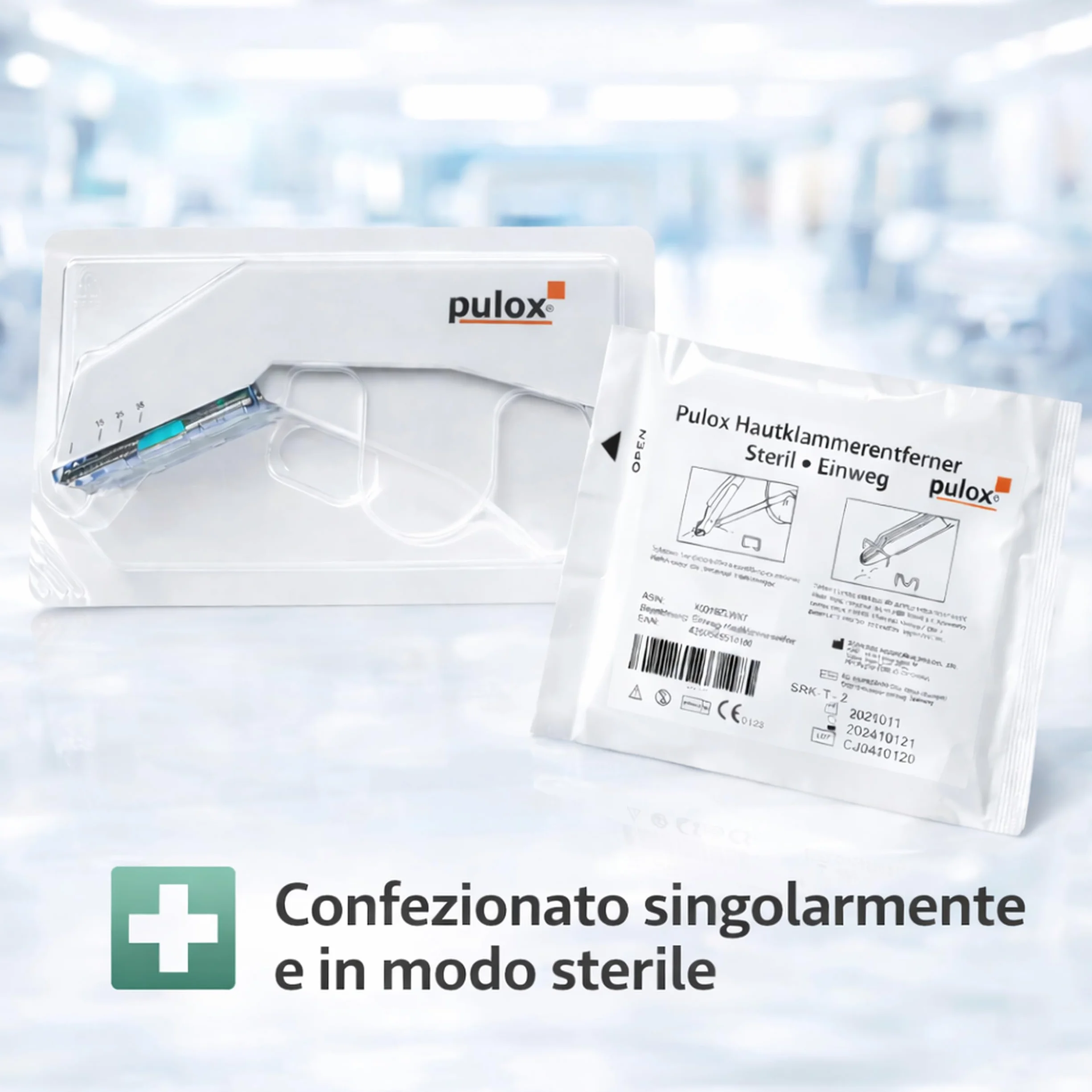 Pulox Cucitrice Cutanea Sterile Monouso con Pinza Rimuovi Punti, 35 Graffette