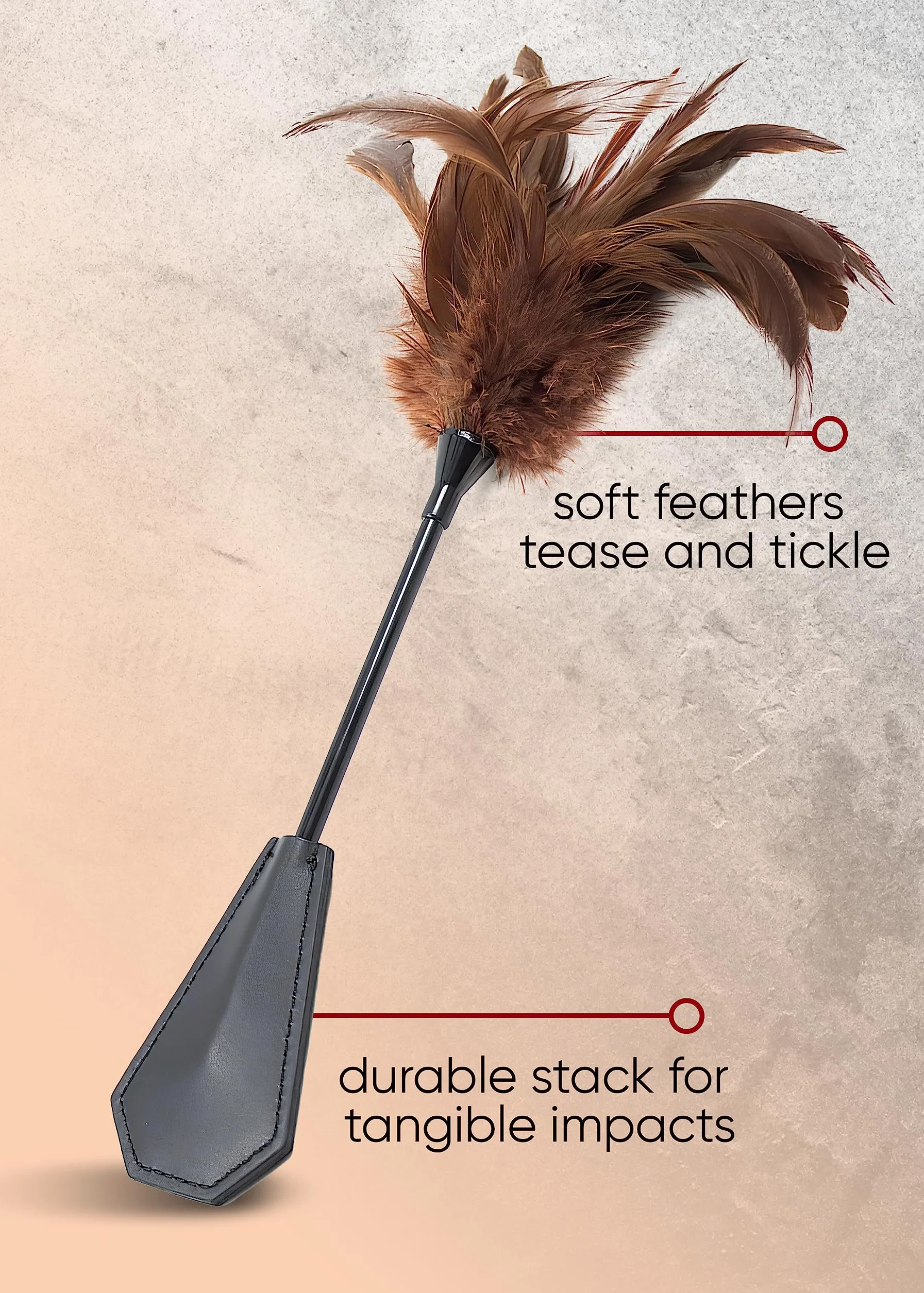 Teaser con piume sintetiche 38 cm marrone