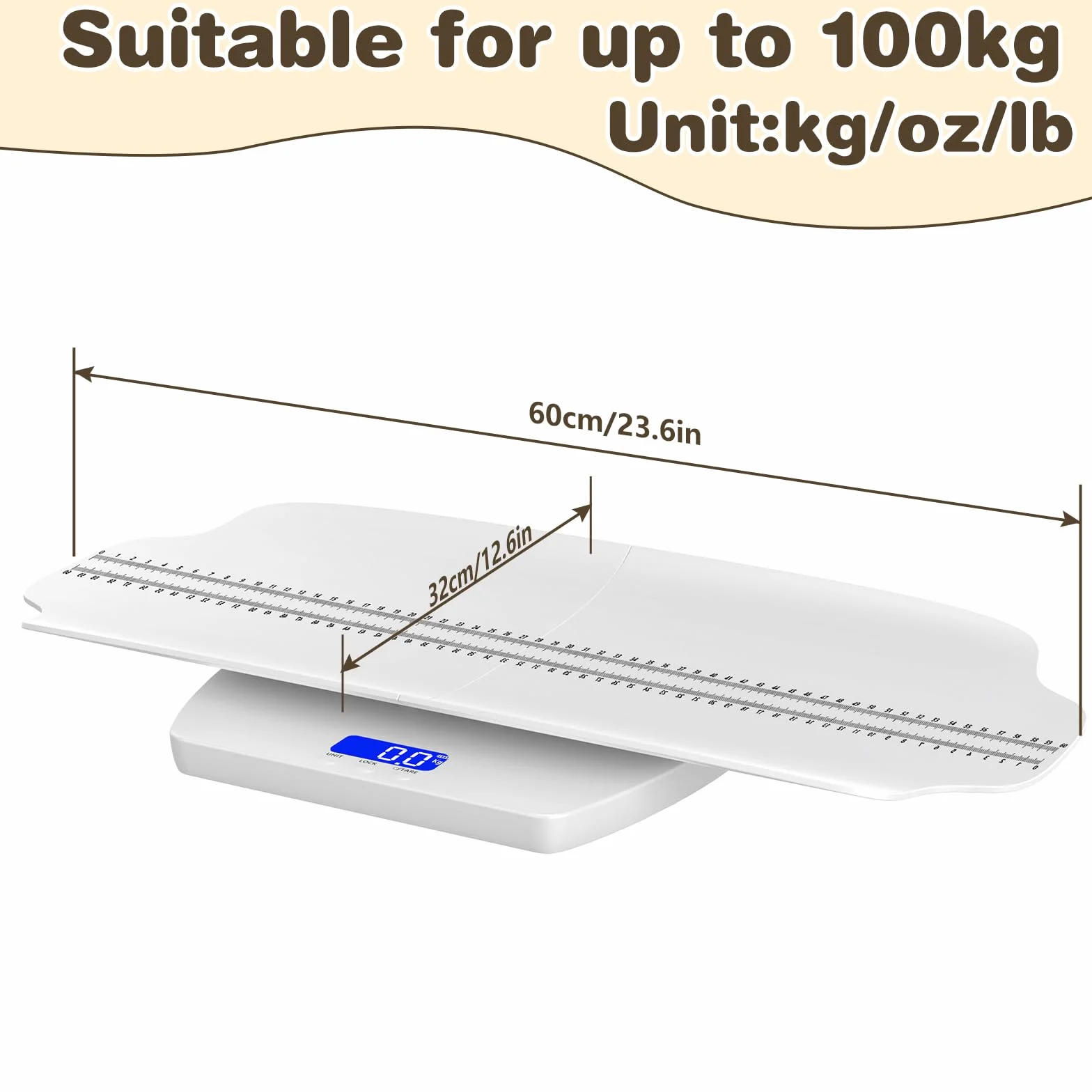 Bilancia digitale bambini 100 kg ±1 g vassoio rimovibile scala graduata