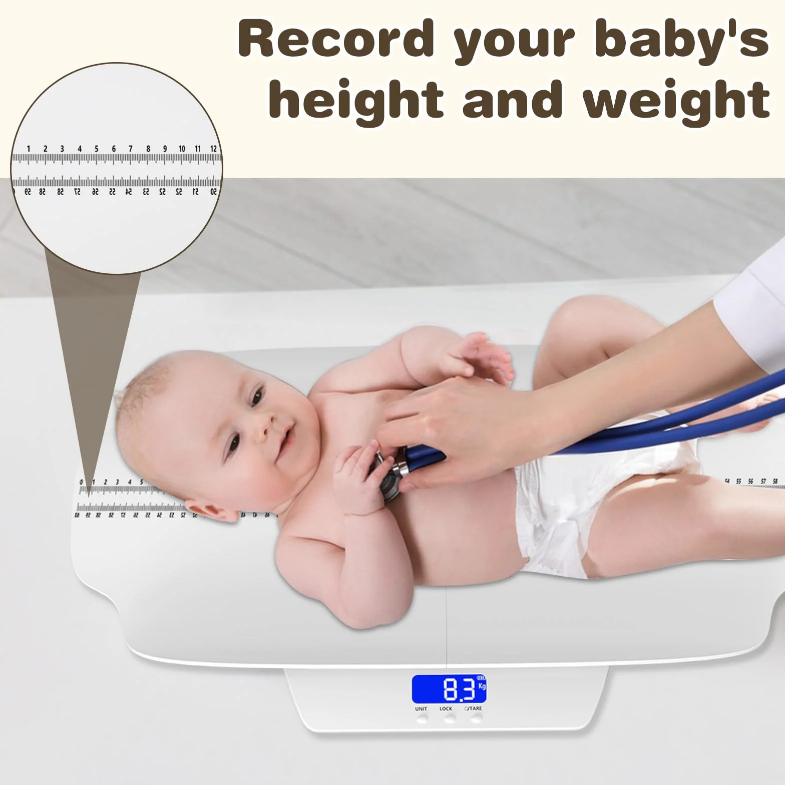 Bilancia digitale bambini 100 kg ±1 g vassoio rimovibile scala graduata