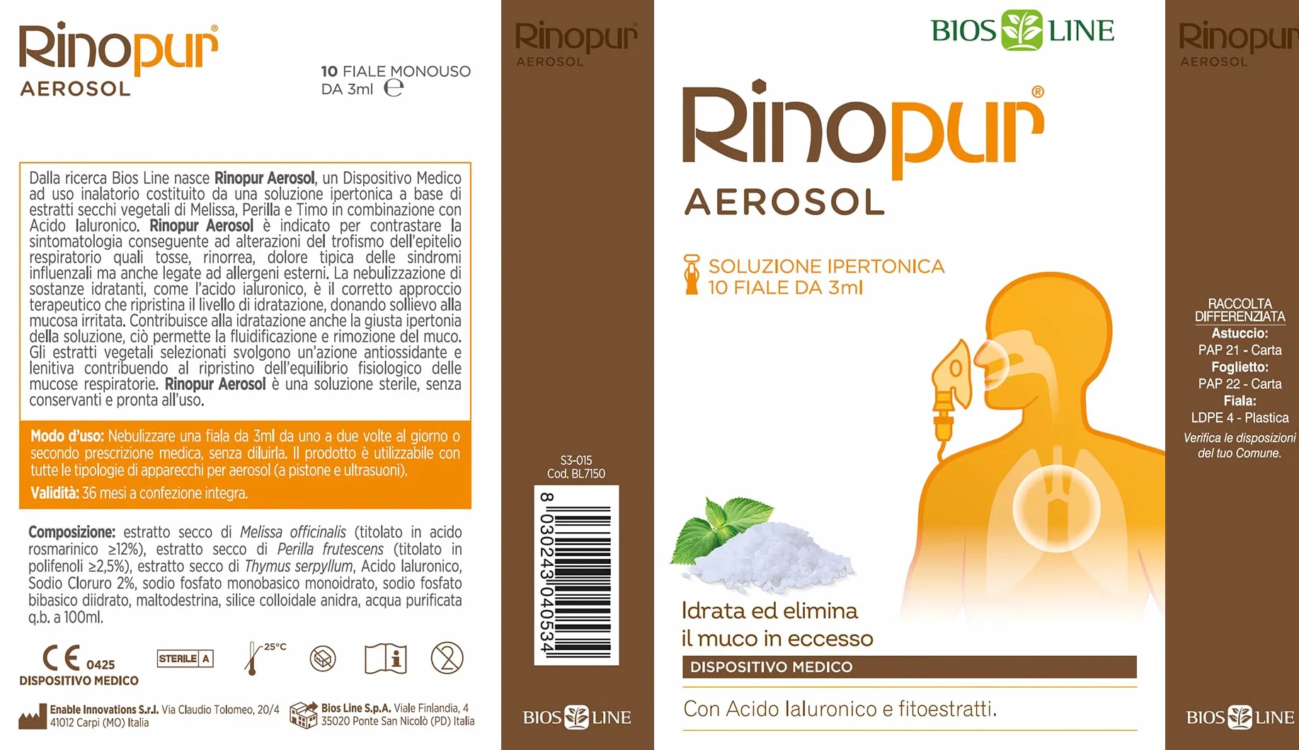 BIOS LINE Rinopur Aerosol monodose 10x3ml CE DDM 93/42