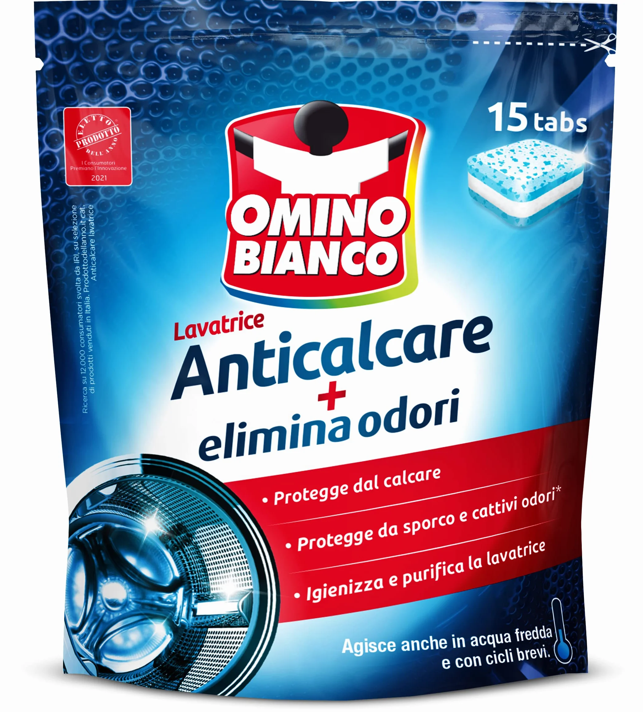 Omino Bianco Anticalcare Lavatrice Tabs 8x15 Igienizzante