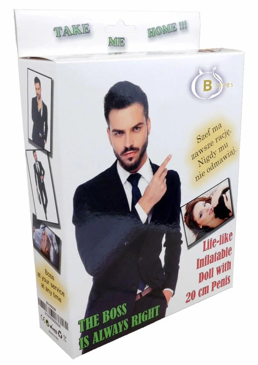 BOSS BAMBOLO GONFIABILE MASCHIO BIANCO CAPO