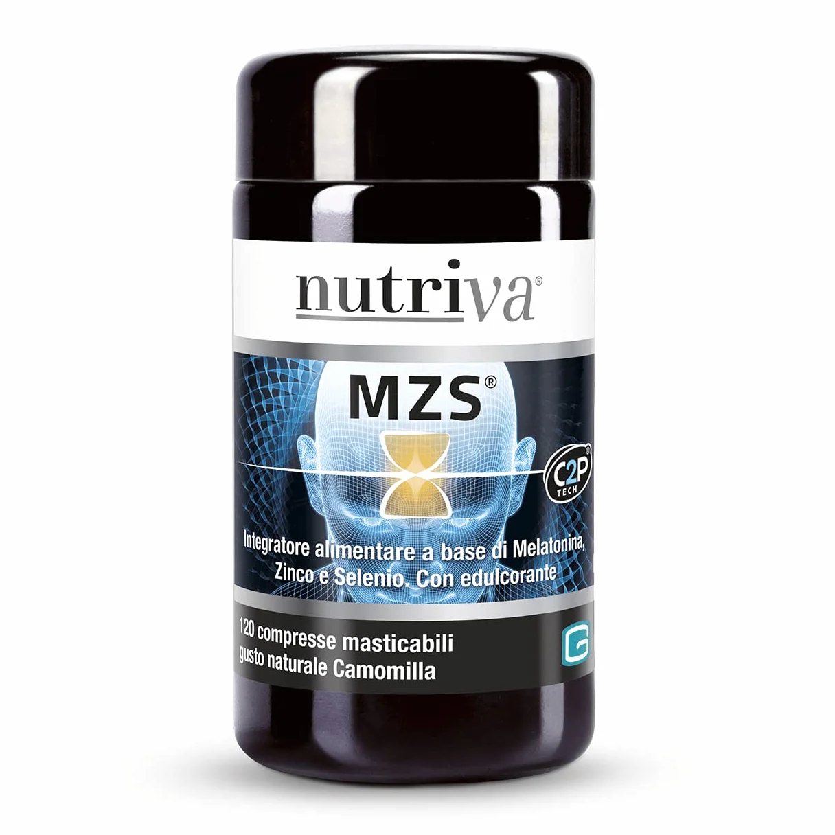 NUTRIVA MZS, Integratore Alimentare Melatonina, Zinco, Selenio, Utile per Dormire, Rilassamento e Benessere Mentale, 1mg di Melatonina, per Vegetariani 120 Compresse Masticabili