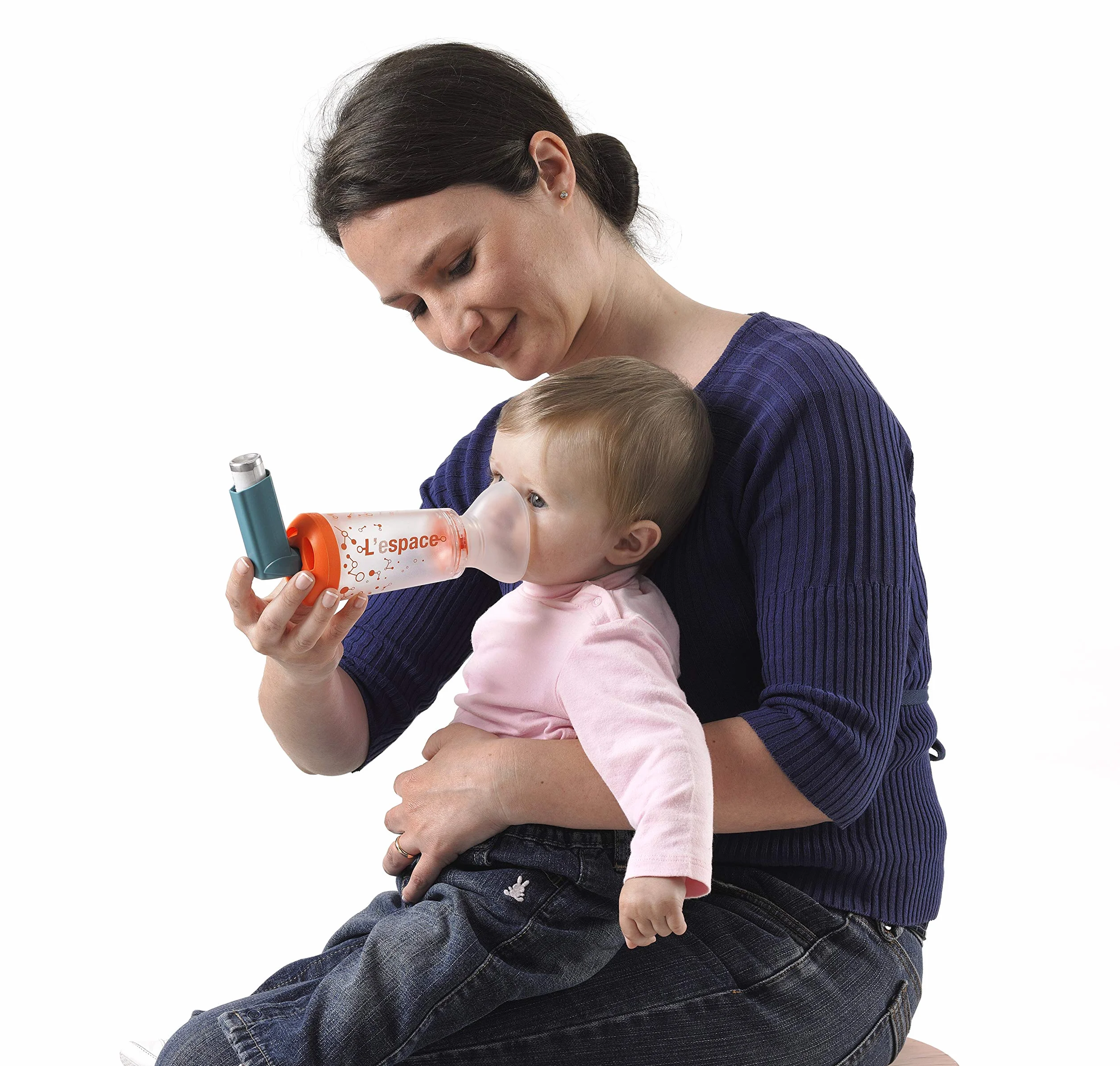 Air Liquide Healthcare, L'ESPACE, Camera Distanziatrice con Maschera Infant, per Neonati da 0 a 2 Anni, Distanziatore per Inalatori, Adatto al Trattamento dell'Asma, Compatibilità Universale