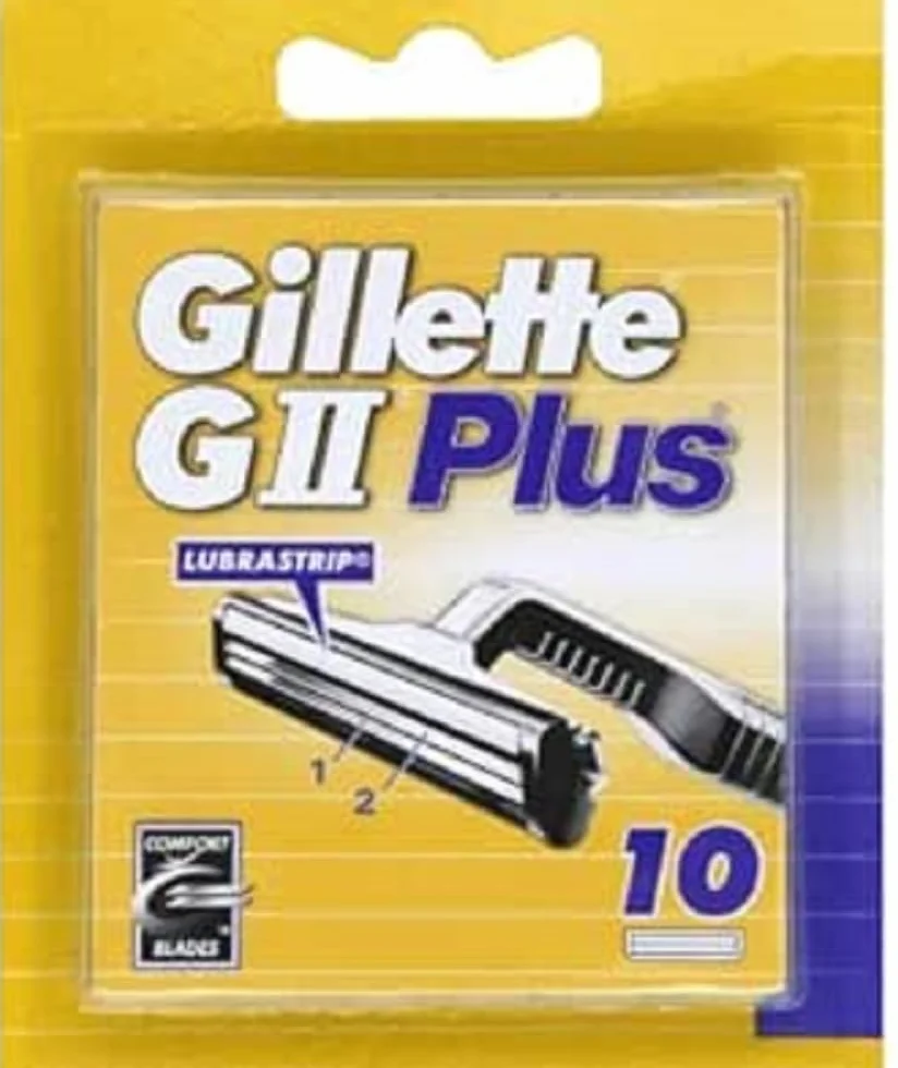 Gillette G II Plus, Confezione da 10 Lamette da Barba di Ricambio, con Striscia Lubrificante, Tradizione e Innovazione per Meno Irritazioni