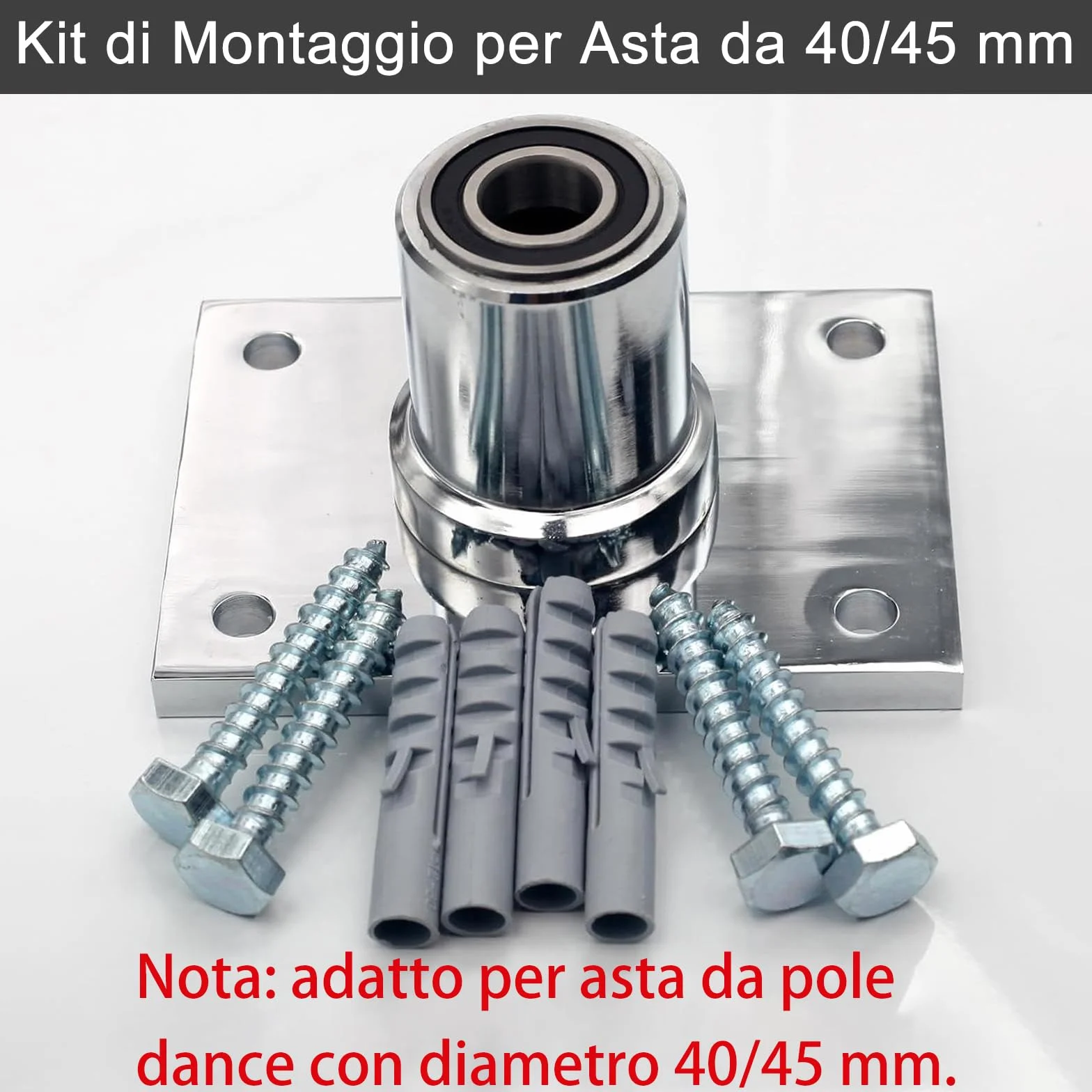 PRIOR FITNESS Supporto a soffitto per Asta da Danza 40mm 45mm Piastra Fissa Kit Montaggio