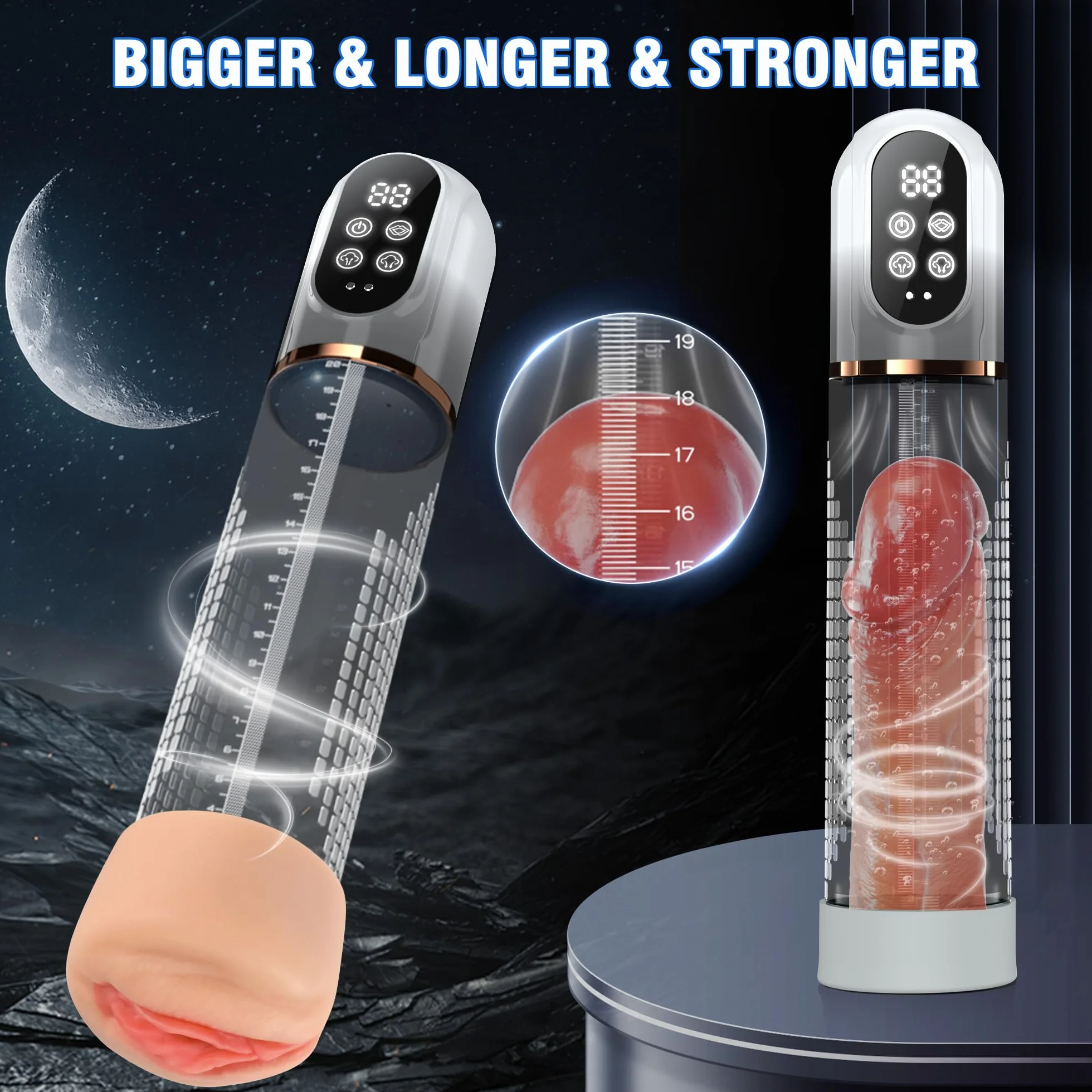 HIVEFUN Masturbatore Uomo Pompa Pene, Masturbtore per Pene con 4 Modalità di Aspirazione e Modalità di Allenamento Automatica Sex Toy Uomo, Nasturbatore Impermeabile IPX7 Sexy Toys Vacuum Device