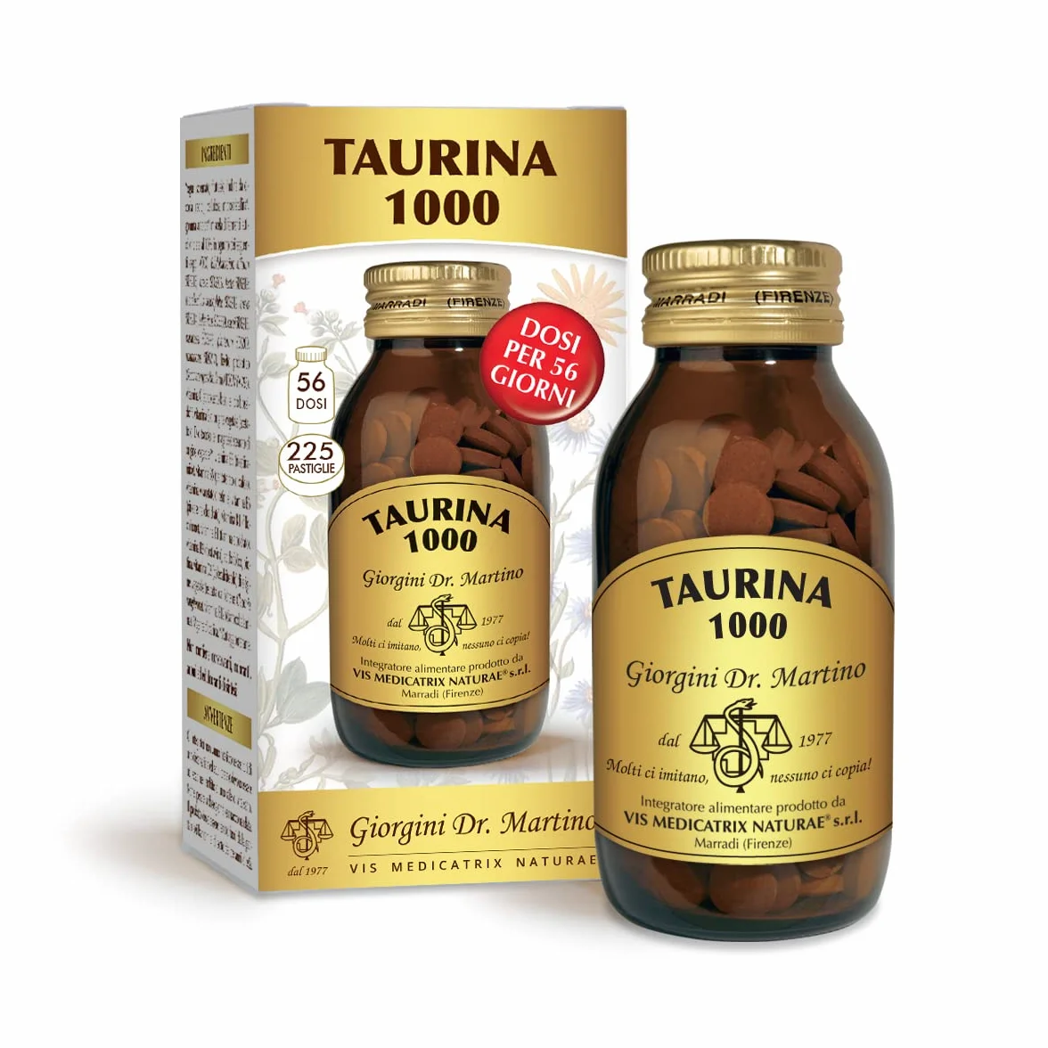 Dr Giorgini TAURINA 1000 pastiglie - 90 g (integratore di taurina, 1000 mg per dose, scorte per 56 giorni)