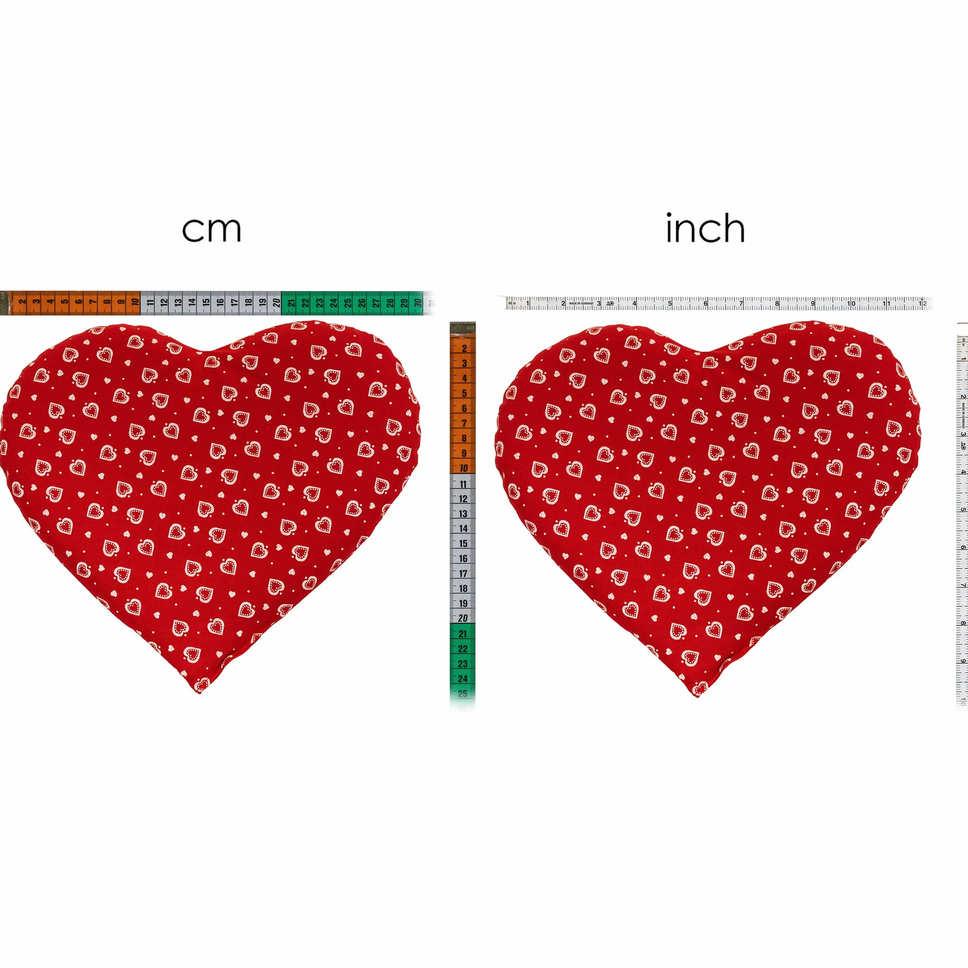 Cuscinetto a forma di cuore con semi di uva - 30 x 25 cm Cuore rosso - Cuscino riscaldabile