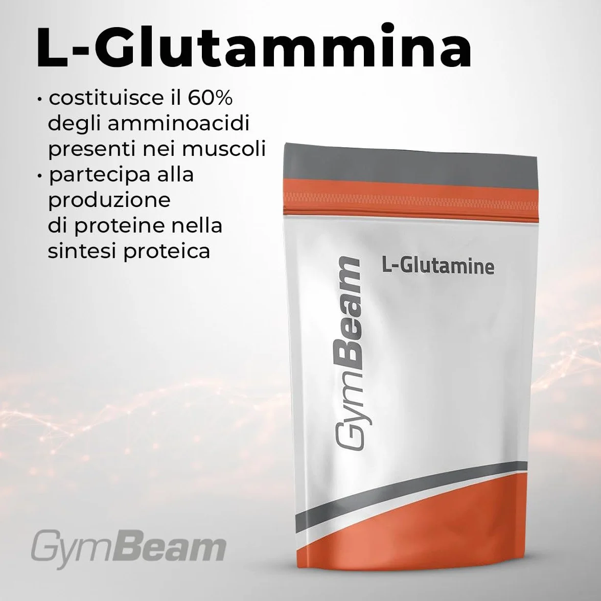 GymBeam L-Glutammina in Polvere, Amminoacidi Essenziali, Metodo di Fermentazione Delicato, Glutammina, Gusto Neutro, Sintesi Proteica nei Muscoli, Amminoacidi Essenziali in Polvere (Neutro, 500 g)