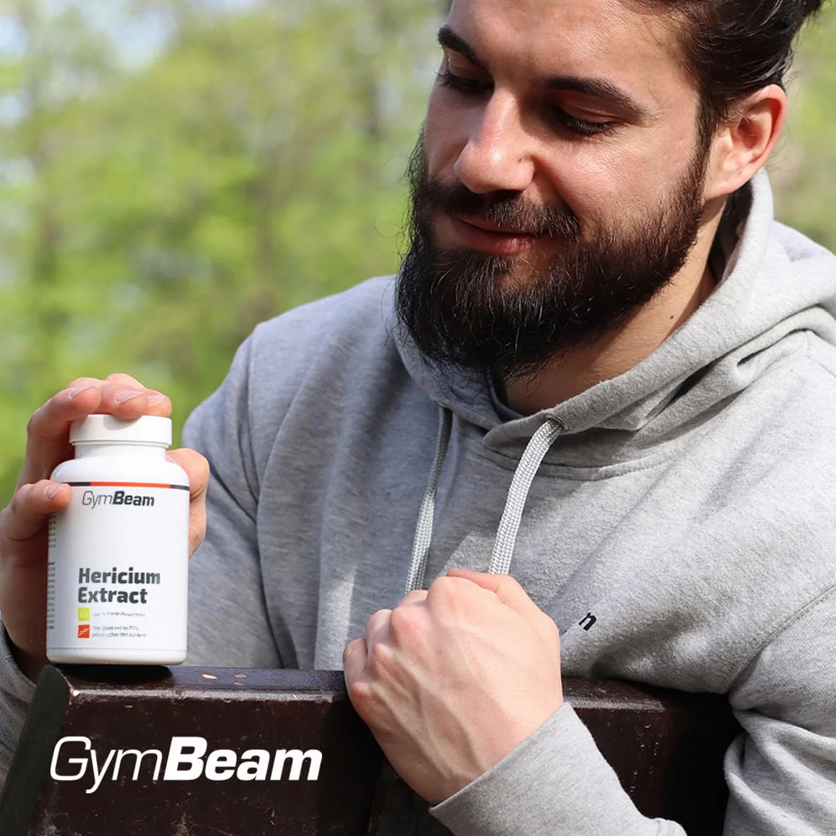 GymBeam Estratto di Hericium (Criniera di Leone), Fungo di Criniera, Hericium Erinaceus, Lions Mane, Nootropico per Memoria e Concentrazione, 20% Polisaccaridi, Capsule Vegane