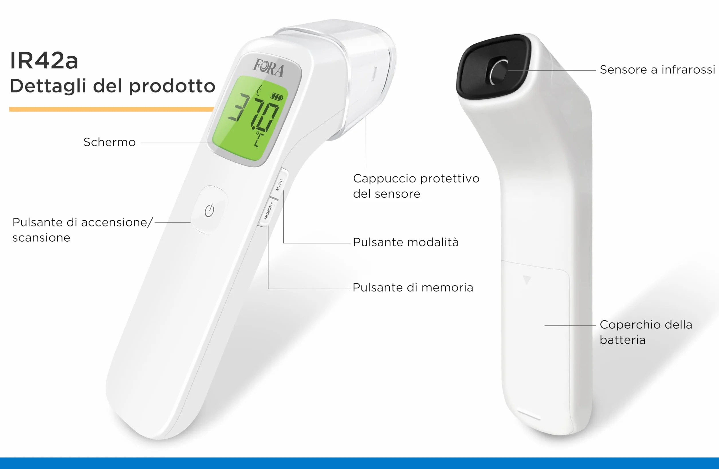 Fora IR42 Termometro multifunzione senza contatto misurazione temperatura fronte oggetti