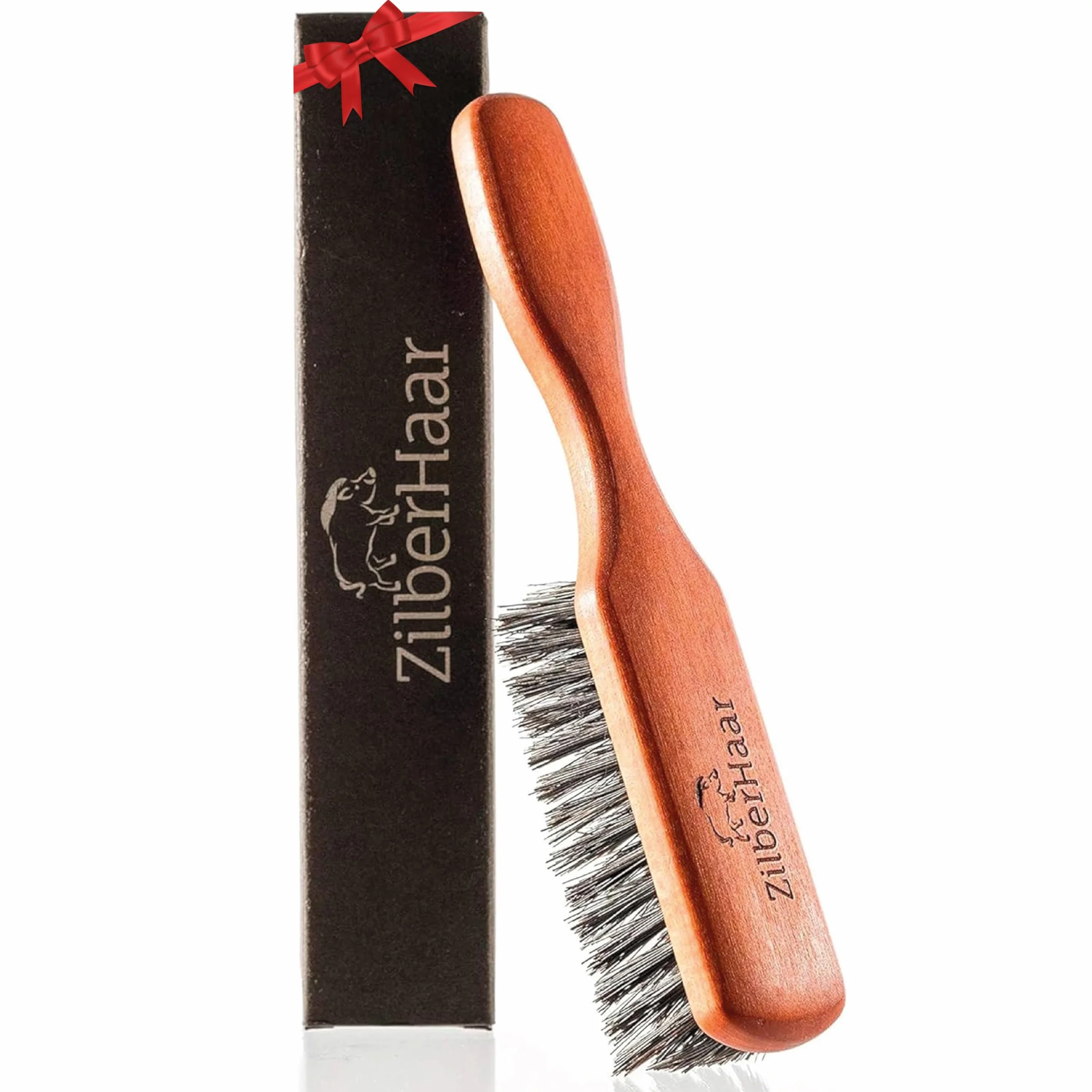 ZilberHaar - spazzola da barba (setole morbide), in setole di cinghiale e legno di pero al 100%, adatto a tutti gli oli e balsami per barba, prodotto realizzato in Germania
