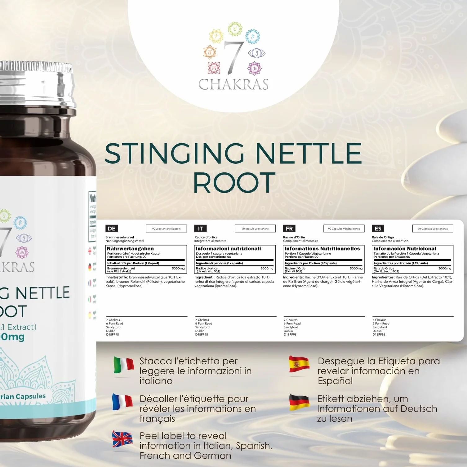 Ortica Capsule 90 Radice Di Ortica 500mg Stinging Nettle Estratto 10:1 Non OGM Senza Glutine Certificato ISO