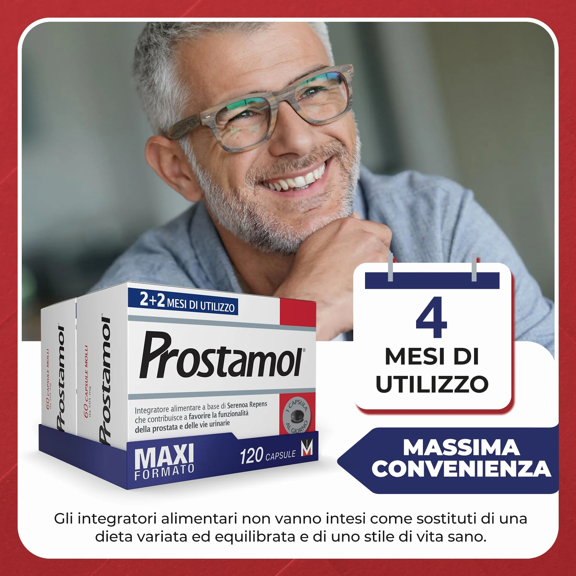 Prostamol 120 Capsule Molli - Integratore Alimentare Serenoa repens 320 mg per Prostata e Vie Urinarie