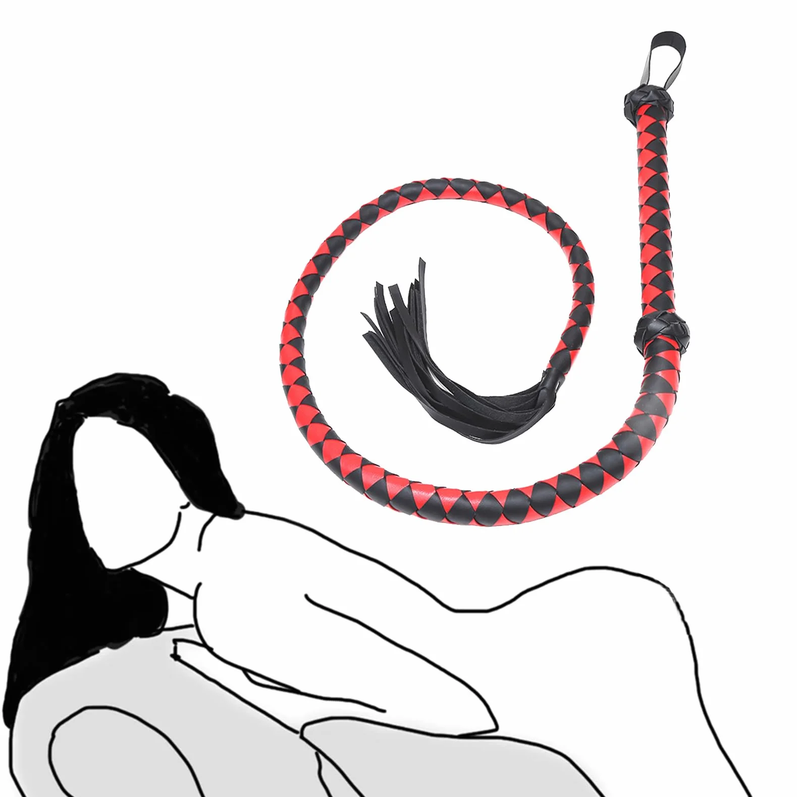 SM Frusta in Pelle Extra Lungo 143cm Rosso Flogger BDSM Giocattoli Sessuali per Coppie