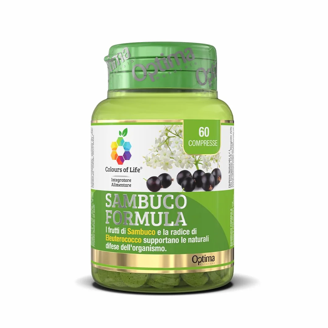 Colours Of Life Sambuco Formula - integratore alimentare a base di Sambuo ed Eleuterococco, aiuta a rafforzare le naturali difese dell'organismo, 60 compresse