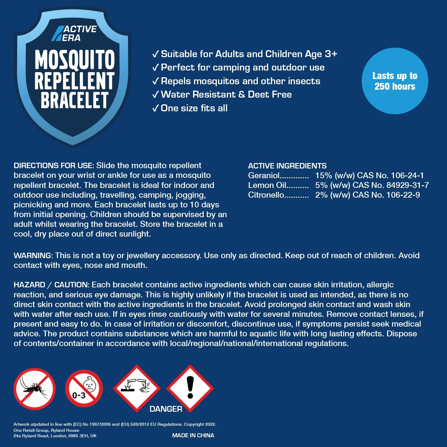 Active Era Braccialetti Antizanzare Repellente Zanzare Citronella Senza DEET 10 Giorni Protezione Bambini Adulti