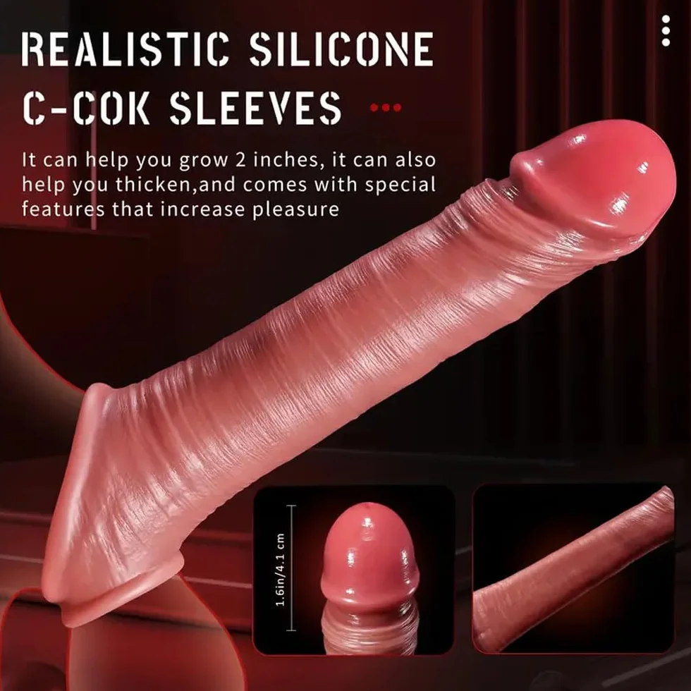 Guaina Pene con Anelli per Coppia, Silicone Penis Sleeve con Cock Ring Sex Toy per Uomo, per Guaine Prolunghe e l'ingrandimento del pene, Ritarda l'eiaculazione, Aumenta per L'erezione(YFBA-005)