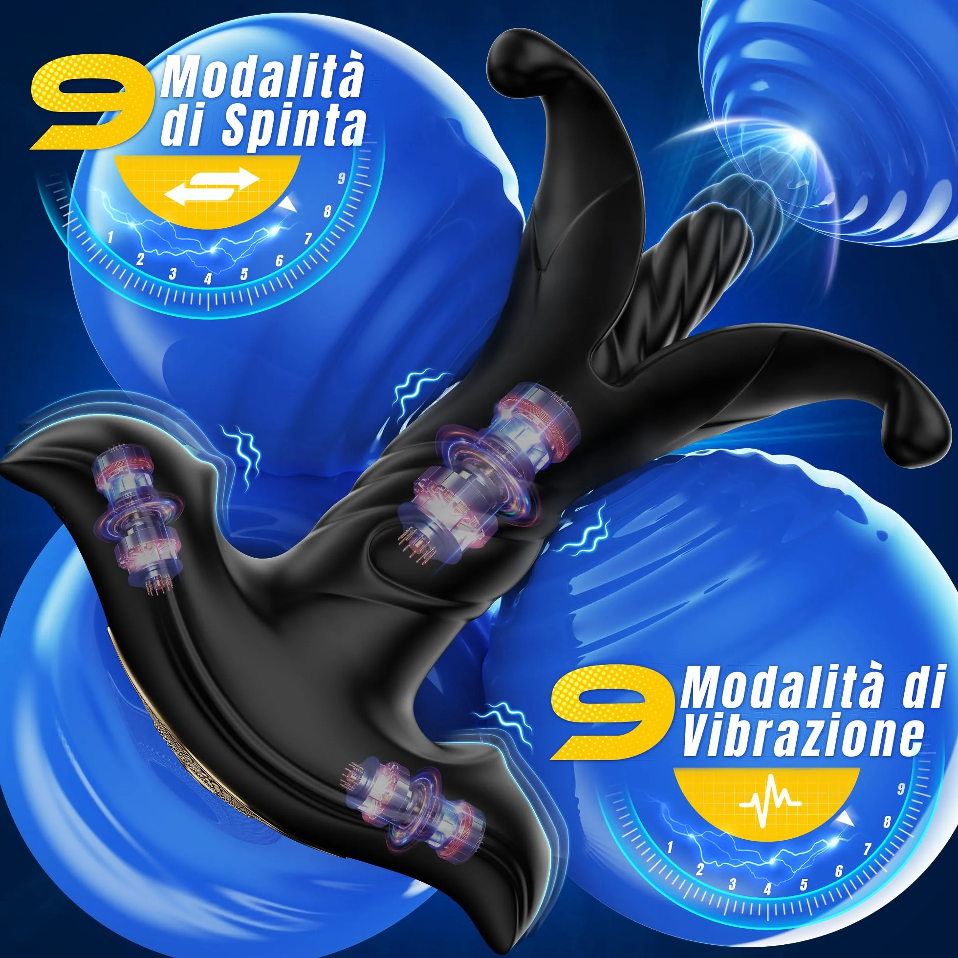 Plug Anale-dilatatore Uomo Analesex Toy, Vibratore Anale Massaggiatore Prostatico con 9 Espansione 9 Spinta 9 Vibrazione, Butt Anal Plug Vibratoreper Uomo Professionale, Toys Sessuali per Uomini