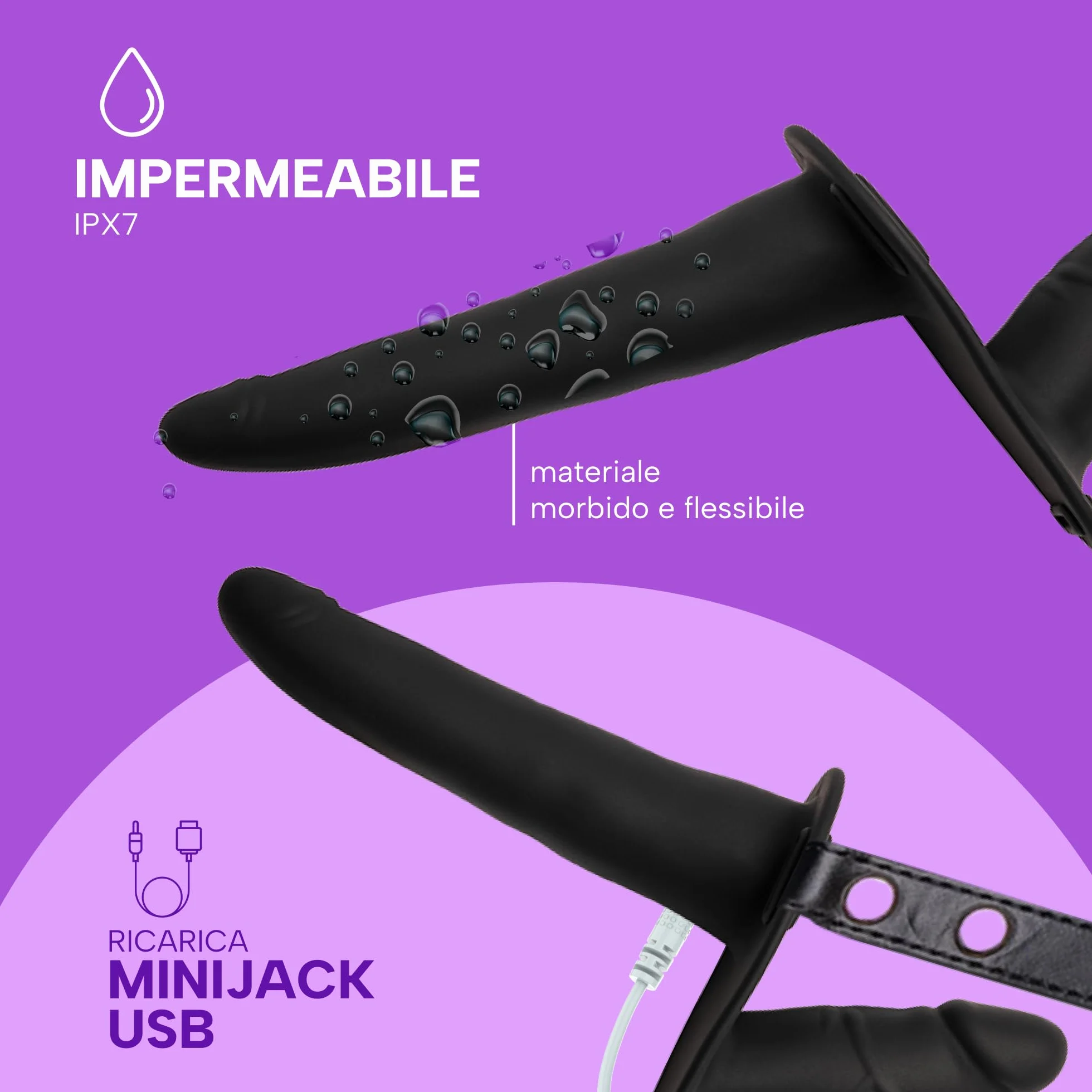 MySecretCase Strap On Doppio 15cm 8,5cm con Telecomando 7 Modalità di Vibrazione 3 Livelli di Intensità per Donna