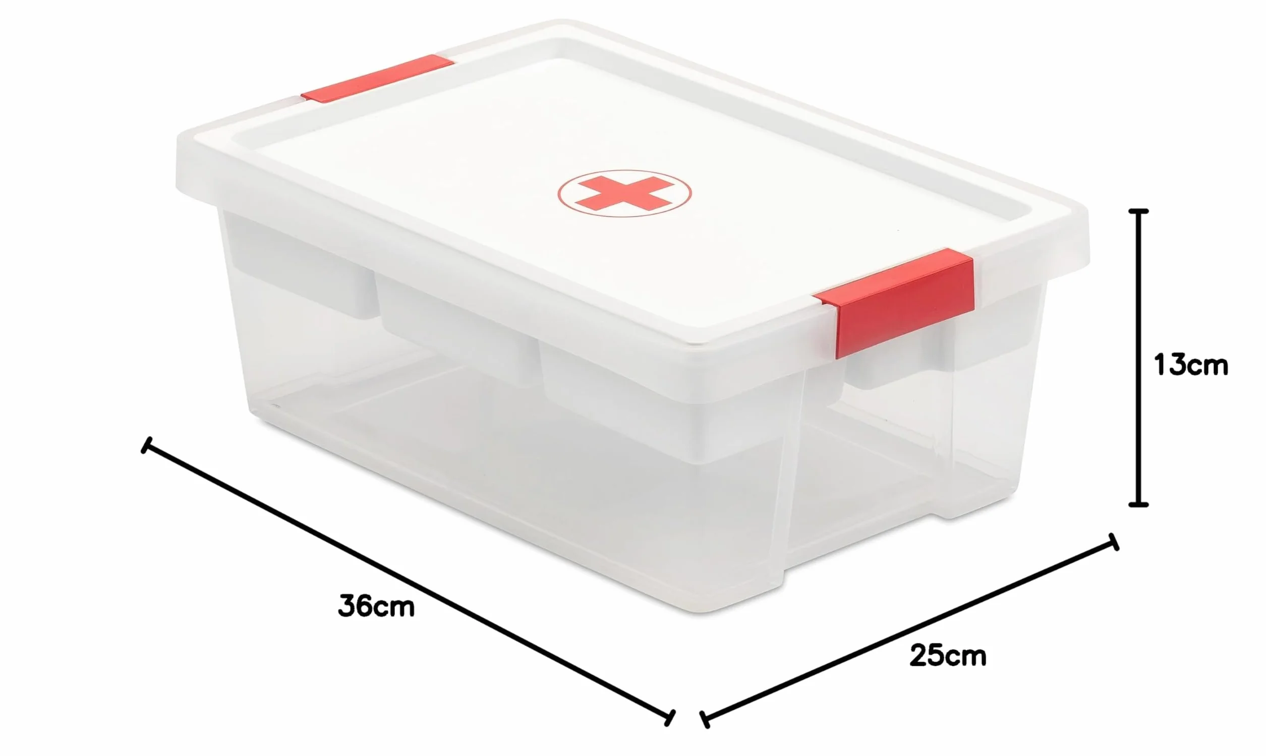 TATAY Cassetta Pronto Soccorso 7L Plastica con Coperchio Vassoio 5 Scomparti 25x36x13,5 cm Bianco
