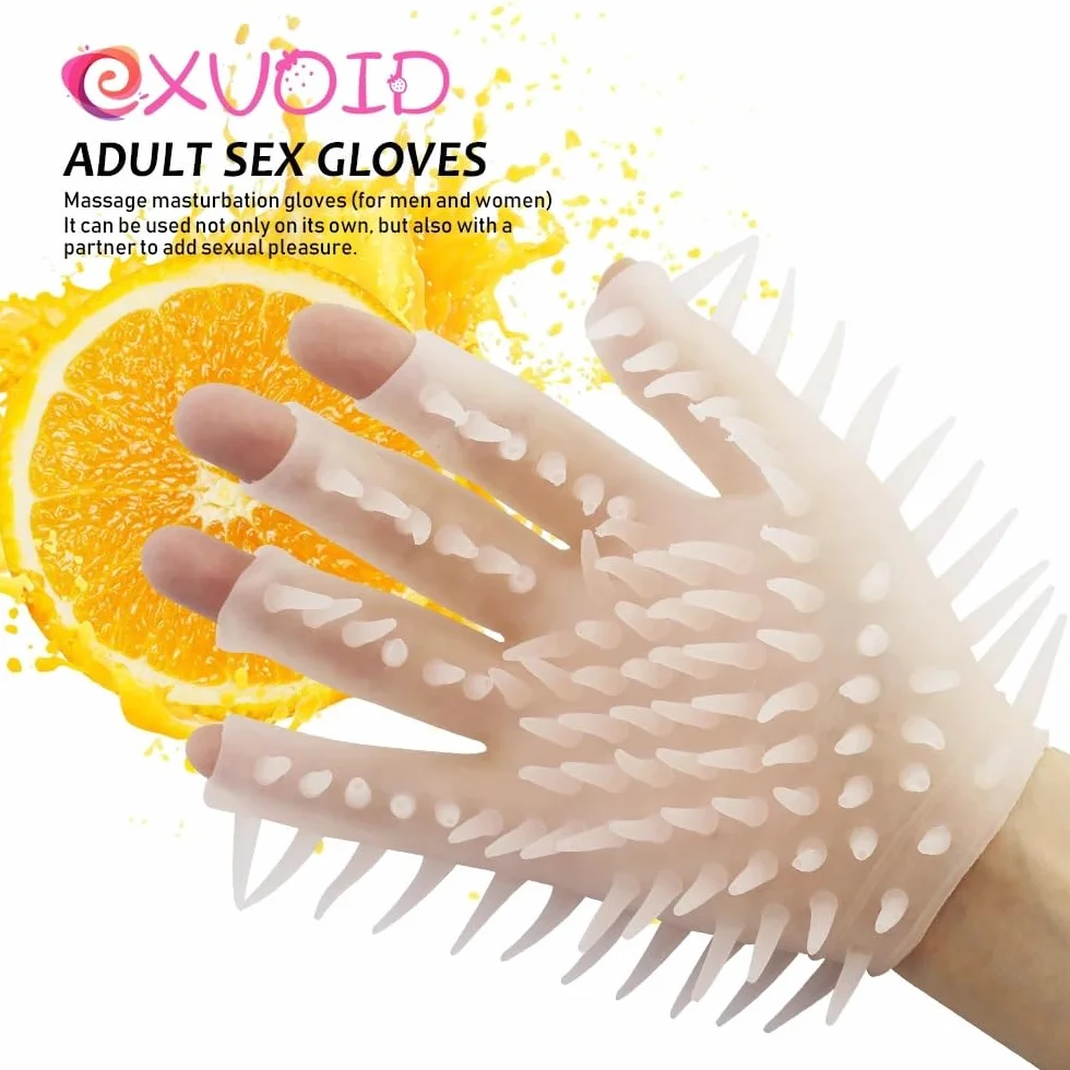 Bianco Erotico Finger Vibratore Spike Guanti Clitoride Massaggio Giocattoli Sesso per Coppie Maschio Masturbazione Finger