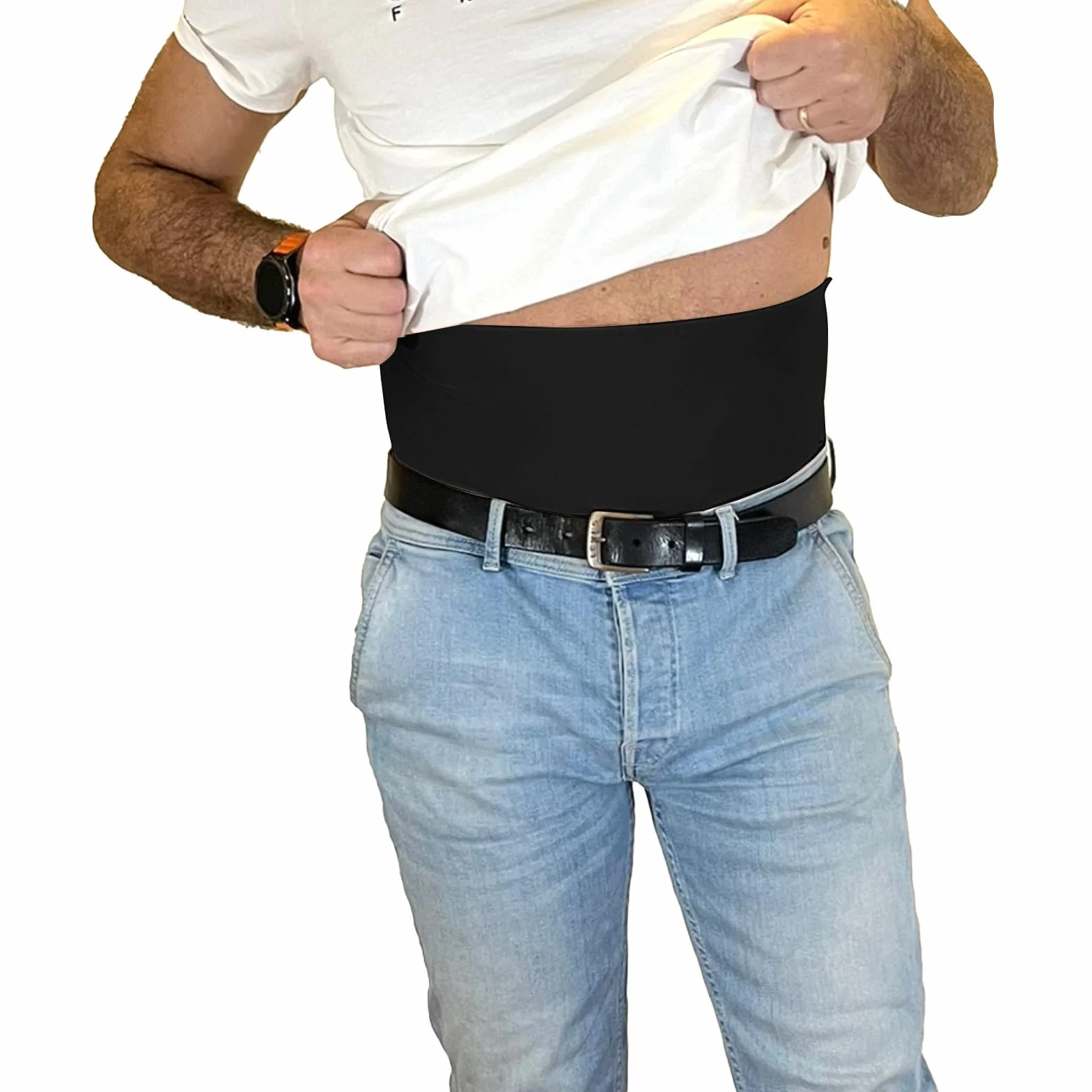 Glico Line Fascia 24 Ore per Stomia Unisex, Ideale per Giorno e Notte, Tasca Interna per Contenere la Sacca, Made in Italy, Nero, M