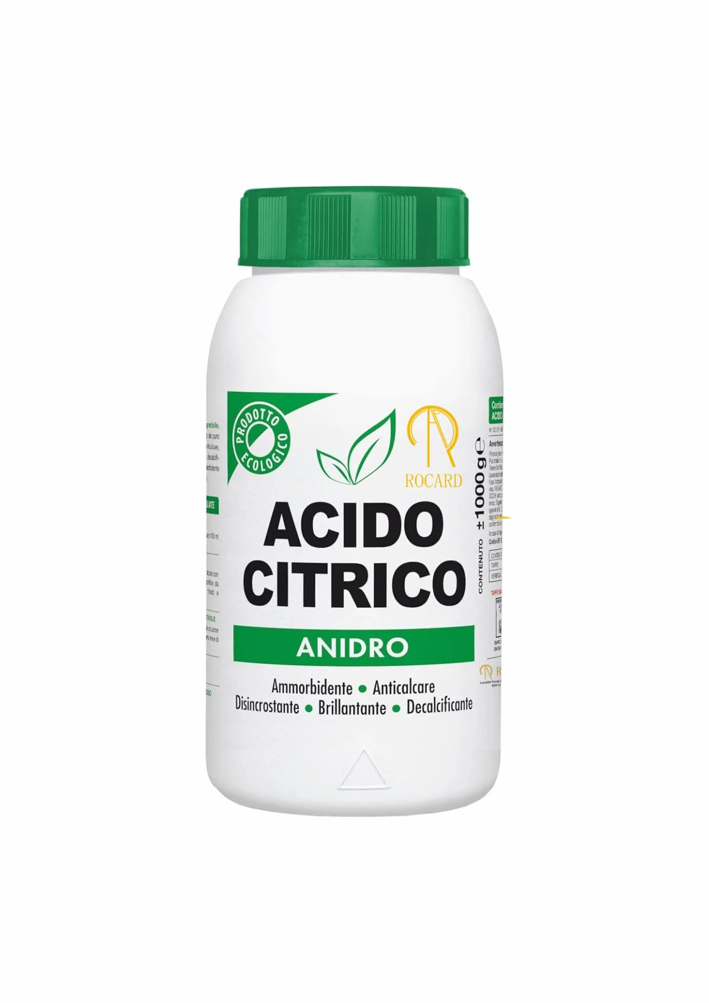 Rocard Acido Citrico Anidro 1 Kg 100% Puro Anticalcare Disincrostante Decalcificante