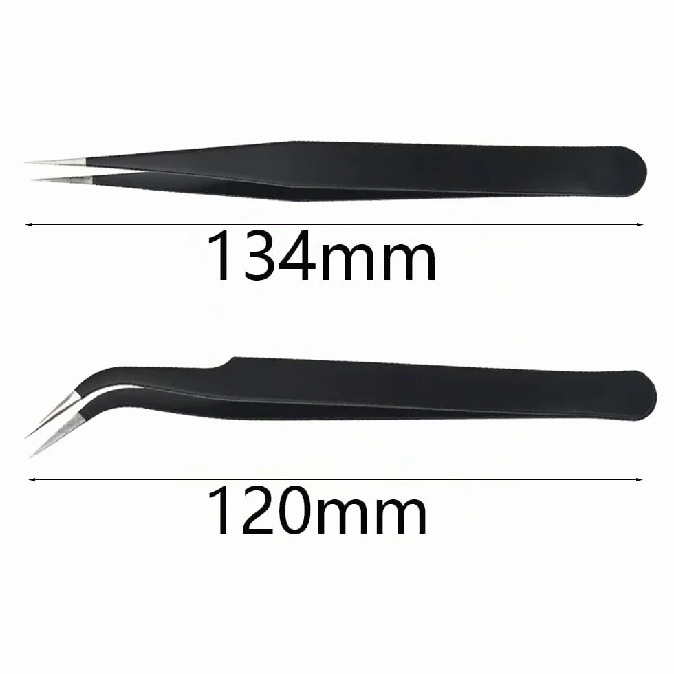 Pinzetta, 2 Pinzetta Extension Ciglia, Kit Pinzetta per Ciglia, Pinzette Diritto e Curvo Tip Pinzette, Professionale Pinzette in Acciaio Inox, per Estensioni Ciglia, DIY