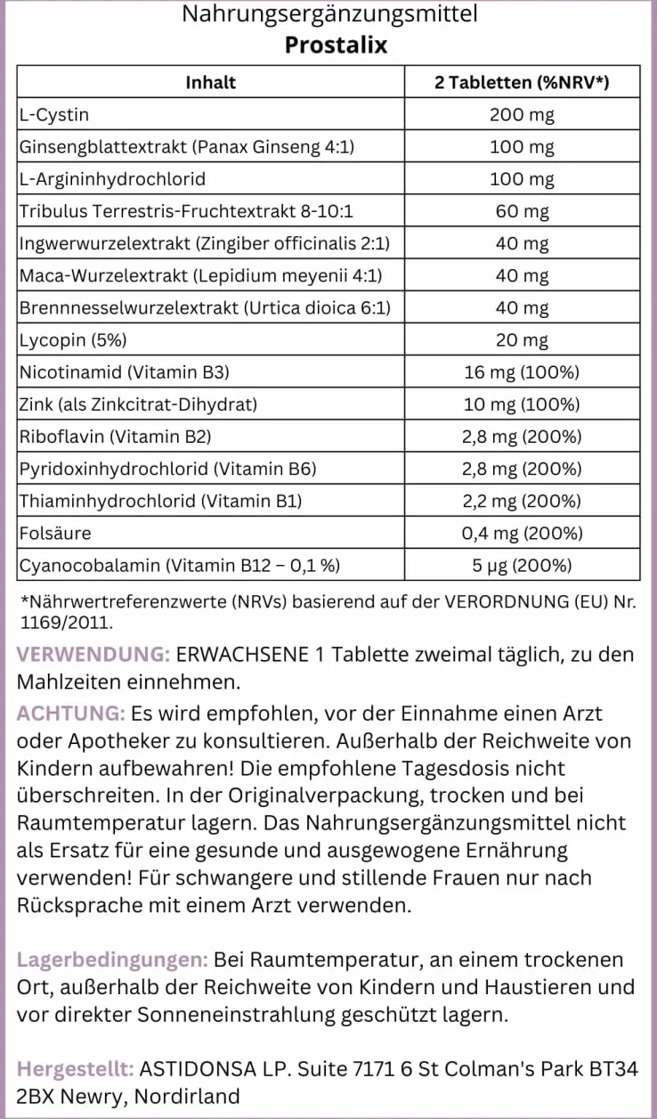 Integratore Alimentare Uomo L-Arginina Tribulus Ginseng Maca Ortica Licopene Zinco Vitamine B 20 Compresse