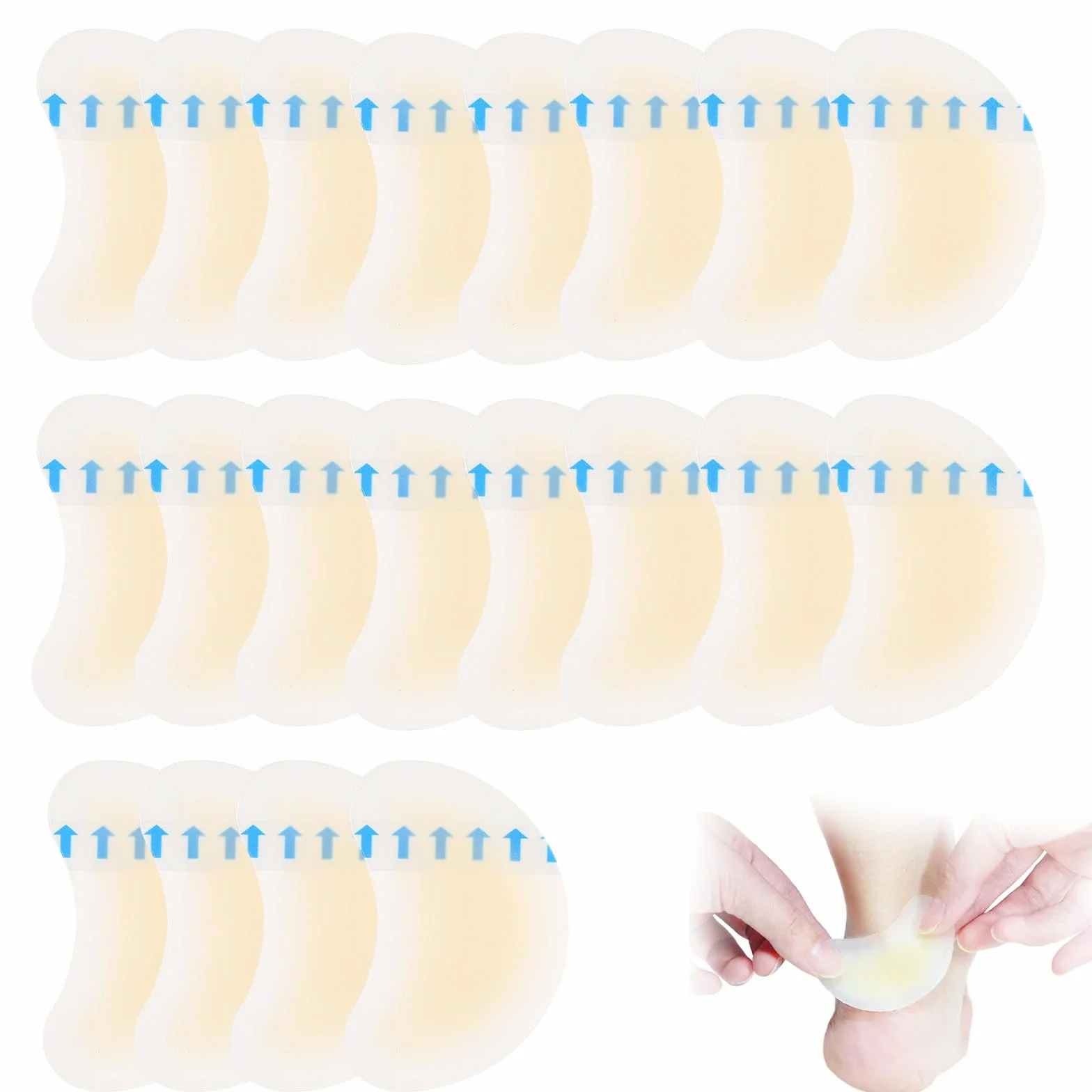 20 Pezzi Cerotti per Vesciche, Cerotti piedi per Tallone Piede, Blister Cushions for Heel, Toe & Foot, Water Resistant Bandages, Piede e Protezione della Pelle