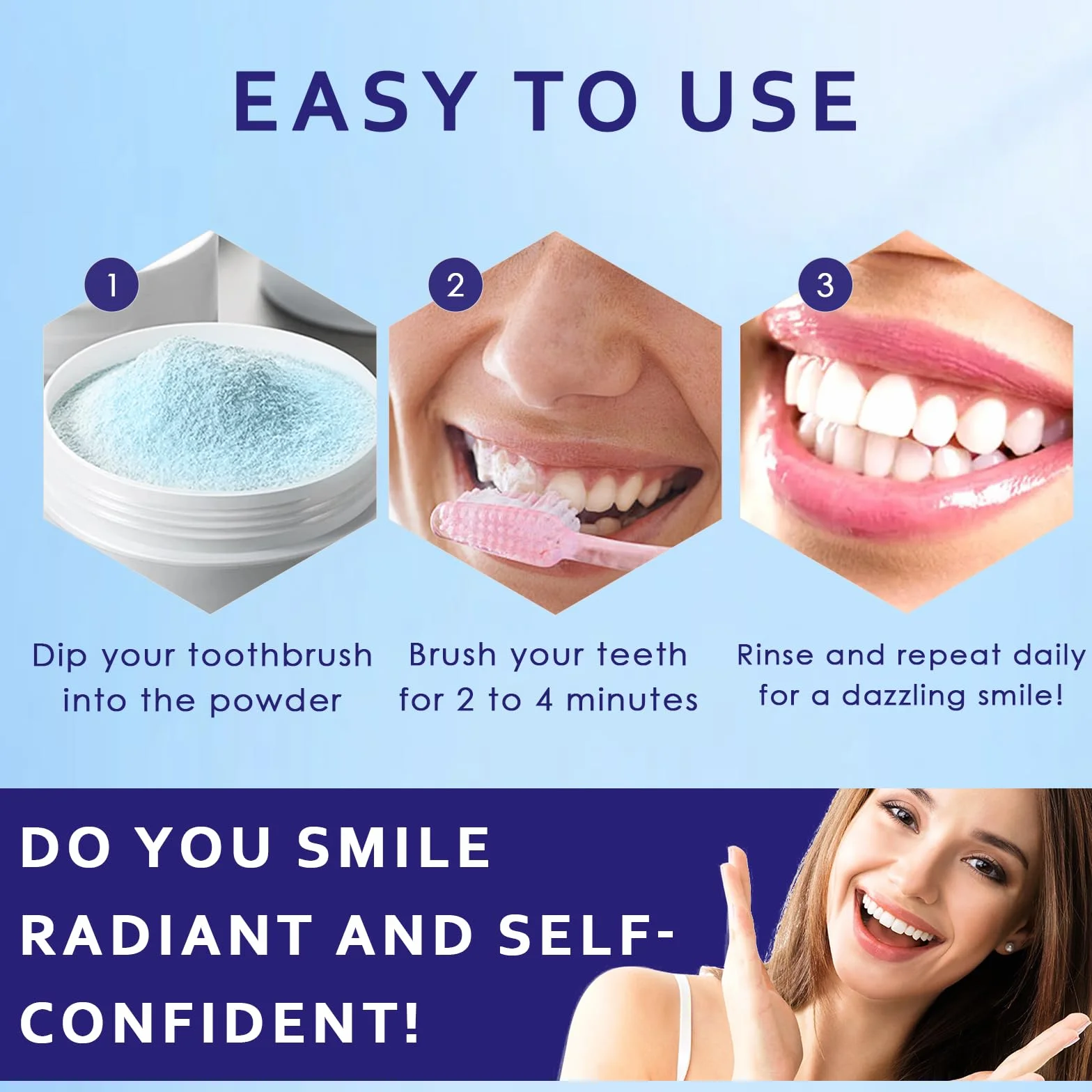 Polvere sbiancante per denti 50g professionale