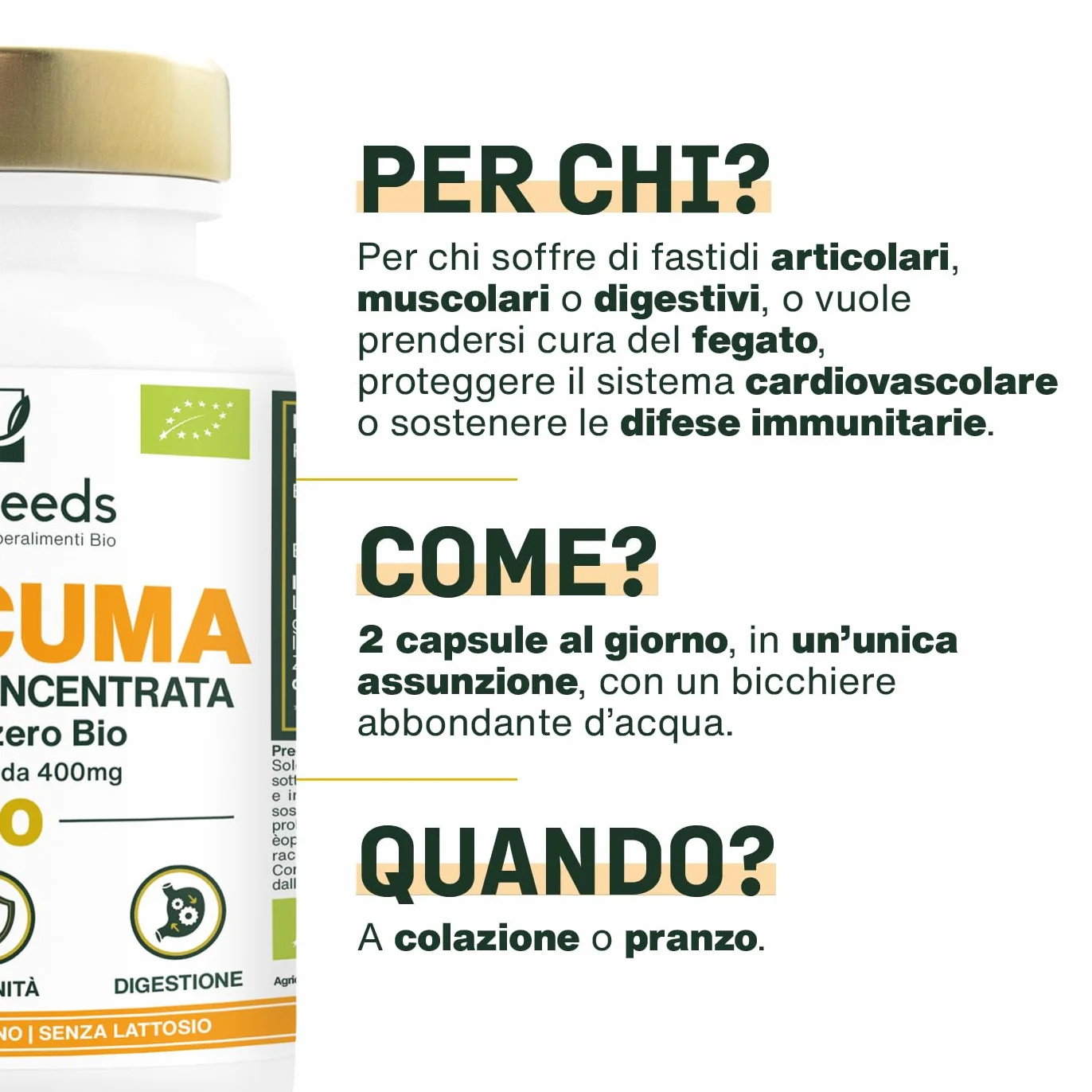 Curcuma BIO con Zenzero 95% curcuminoidi 120 capsule Alta concentrazione