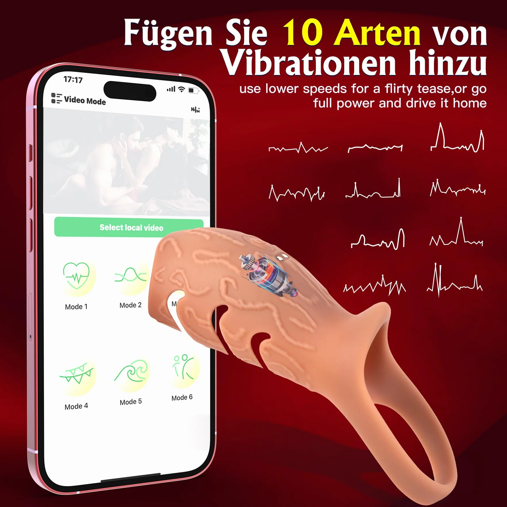 Anello Vibrante Sexytoysys Uomo Coppia 10X Vibratore Pene con APP