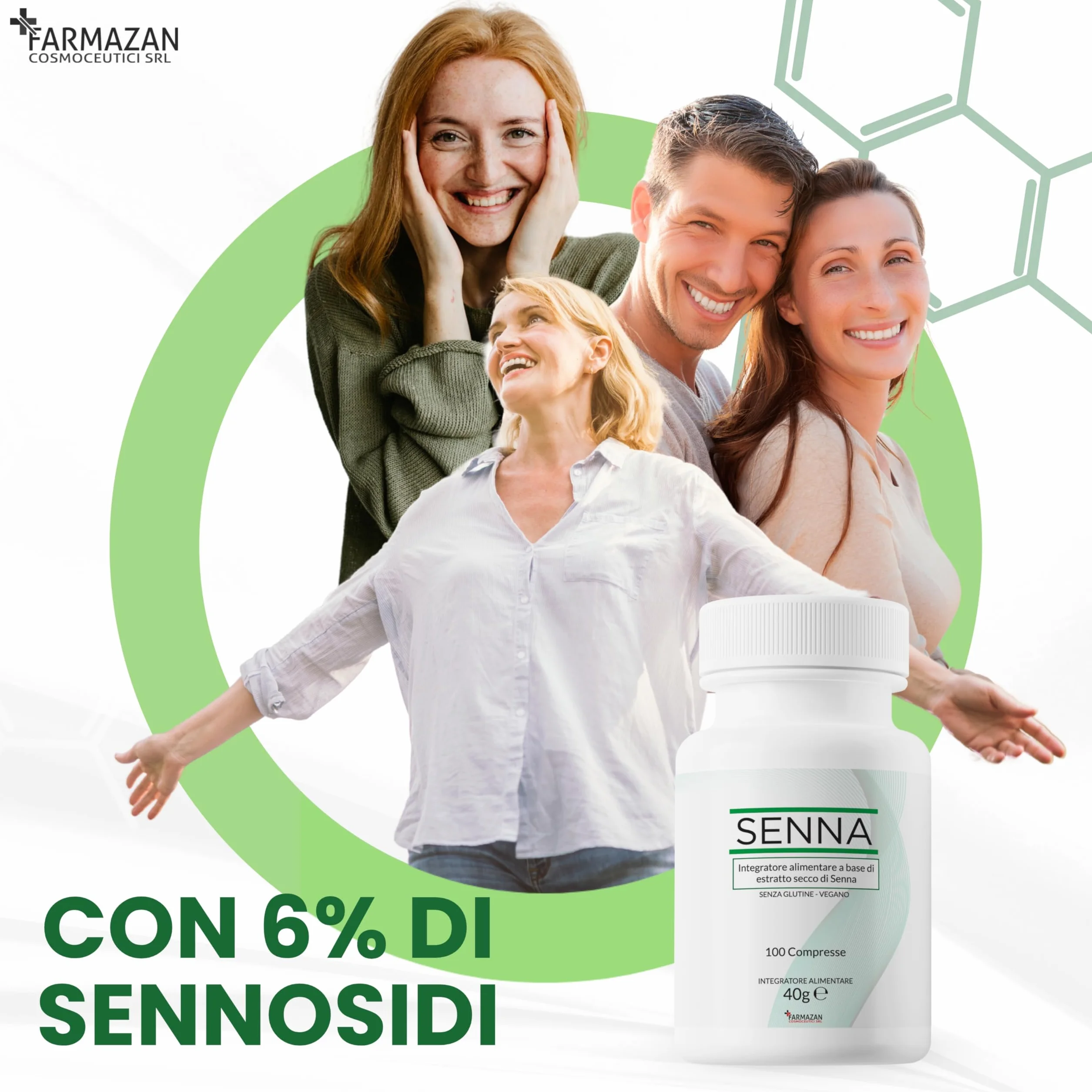 Farmazan Senna 100 Compresse 200mg Integratore Alimentare Regolarità Intestinale Senza Glutine