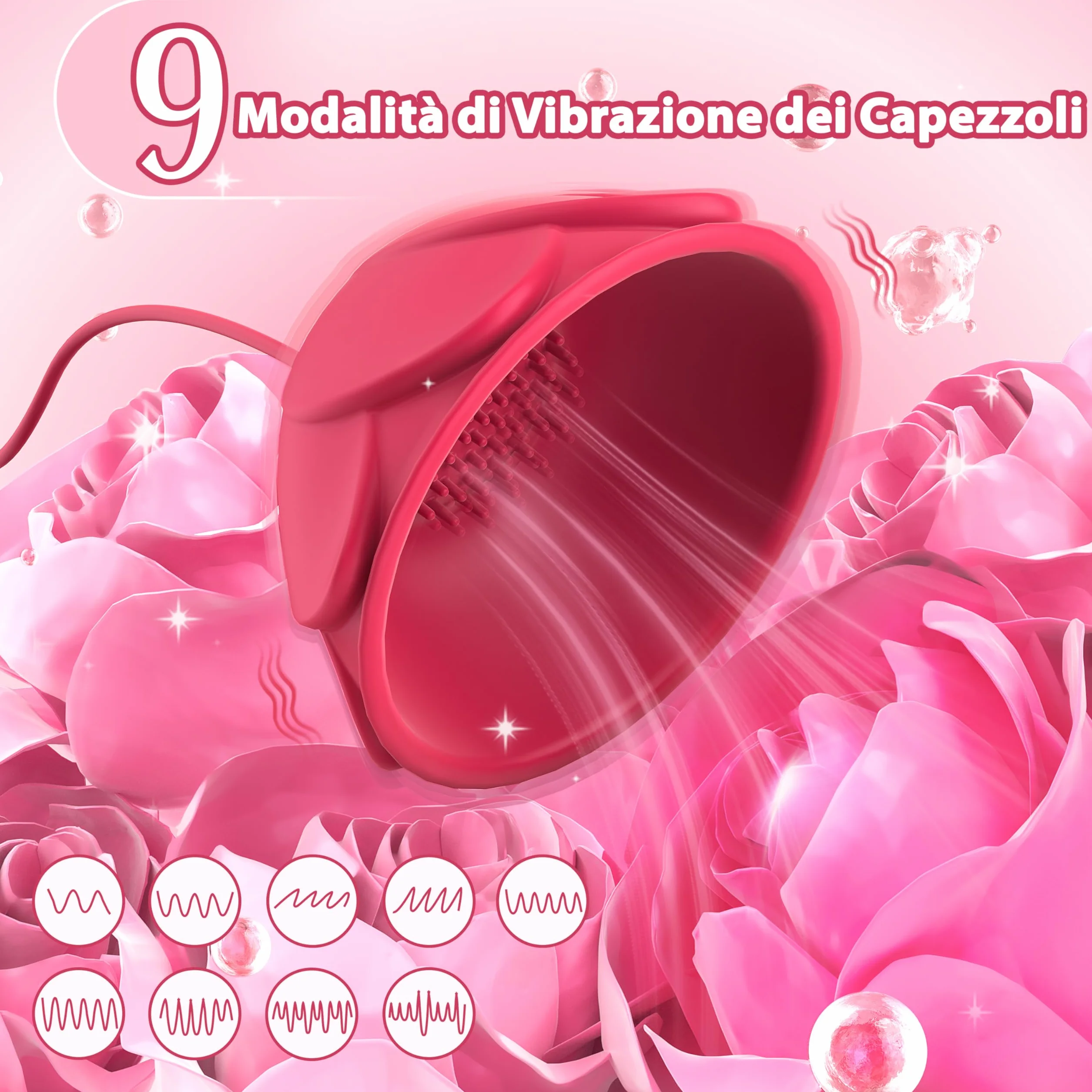 Giocattoli per Capezzoli Vibratore Sex Toys - Vibratoreper Donna Stimolatore Clitorideo Femminile Sex Toy Succhia Clotoride, 9 Modalità di Vibrazione Vibratore per Capezzoli per BDSM Coppie di Donne