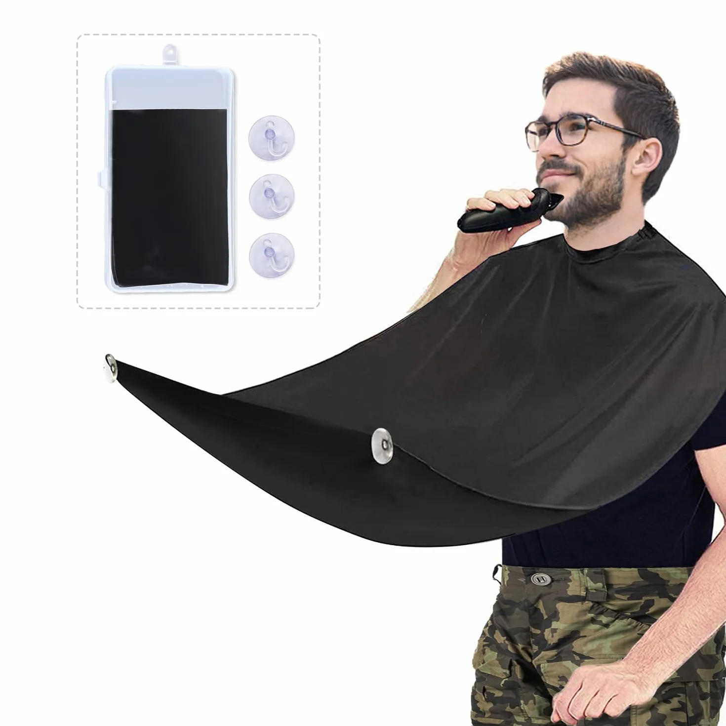 Telo Barba da Specchio, Grembiule da Barba per Raccogli Barba, Impermeabile, Antiaderente, con 2 Ventose, Regalo per Uomini