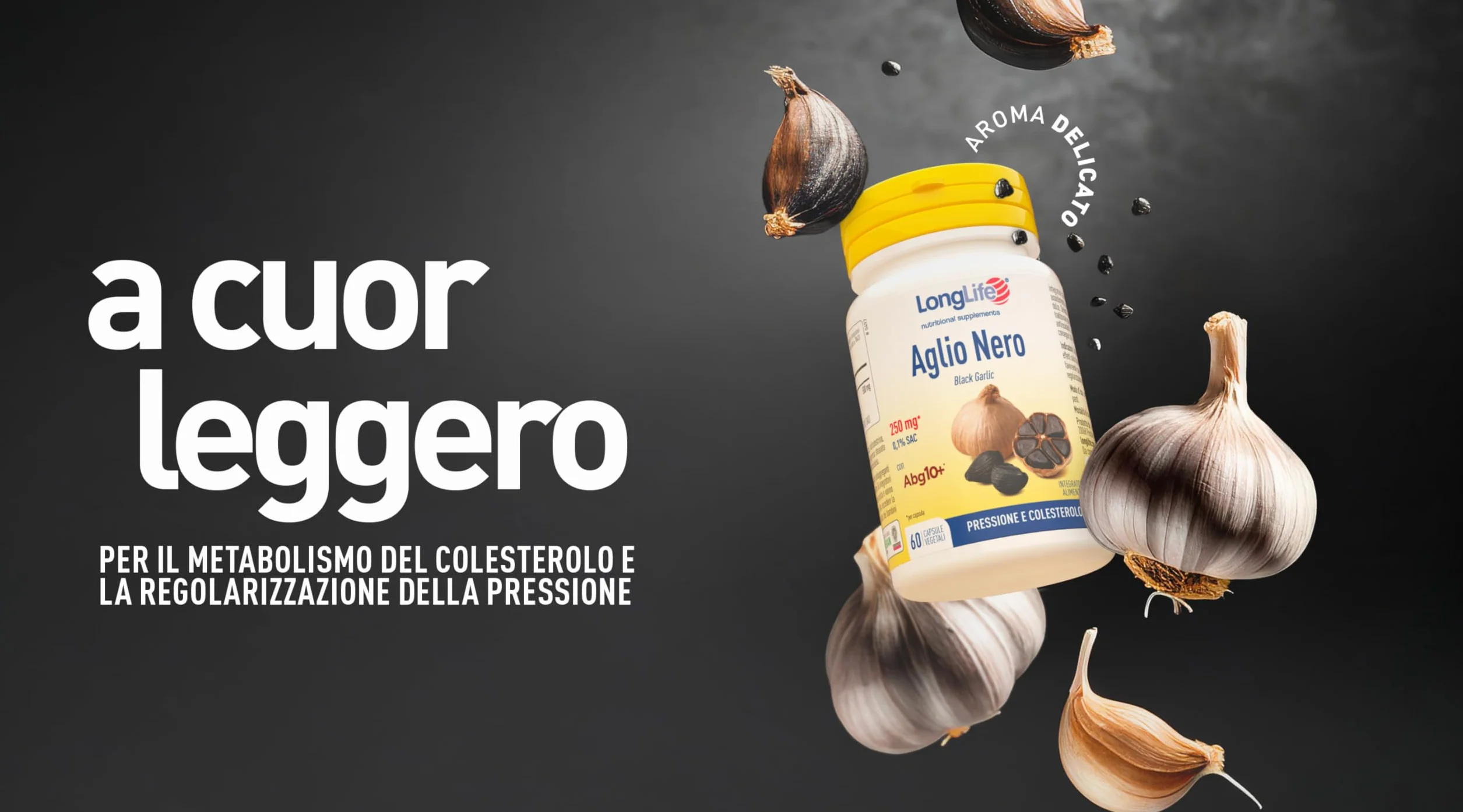 LongLife® Aglio Nero | Estratto fermentato 250mg | Titolato in S-allil-cisteina (SAC) 0,1% | Supporto cardiovascolare e antiossidante | Fino a 1 mese di trattamento | Vegano e Senza glutine