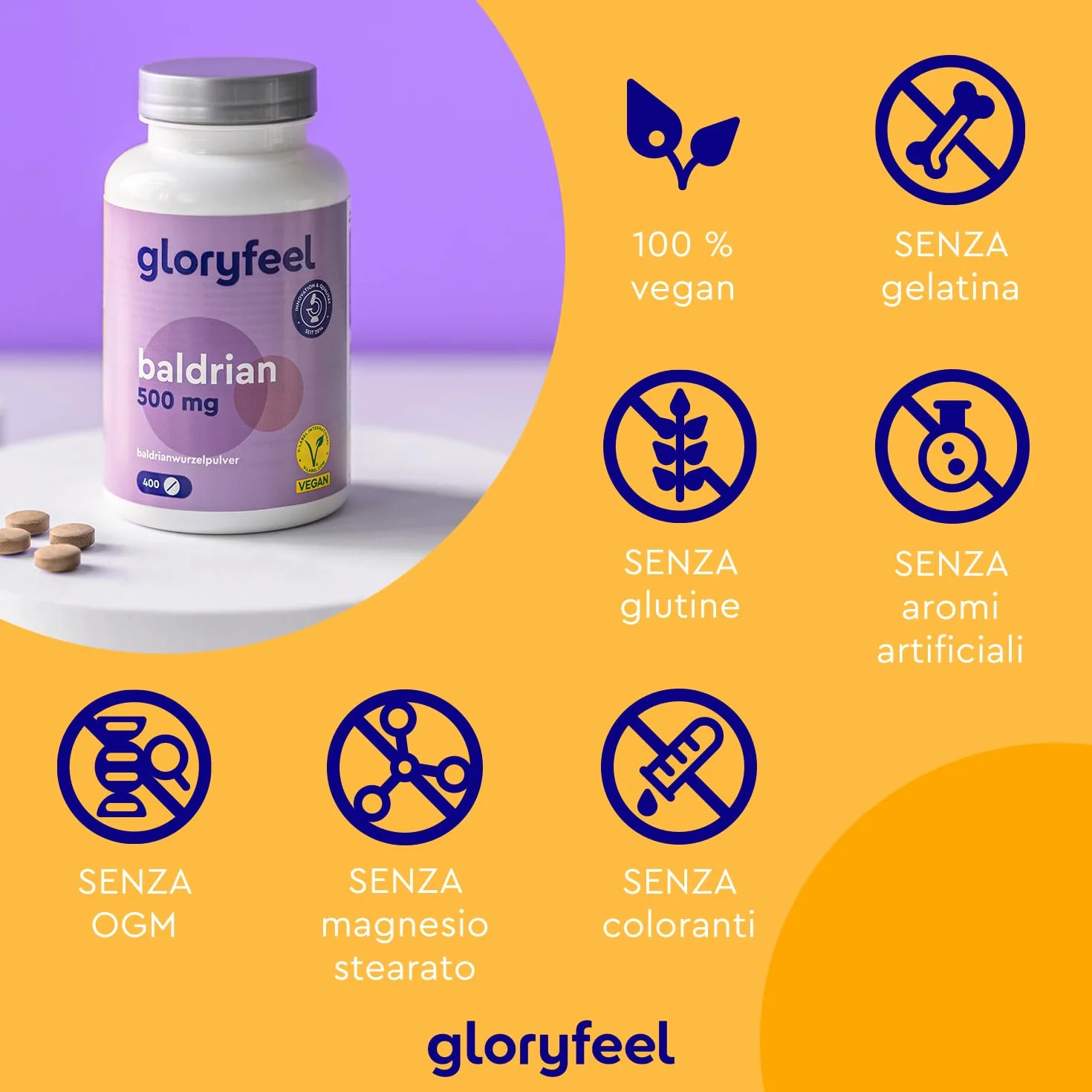 Valeriana Forte 500 mg Radice di Valeriana Pura 400 Compresse Integratore per Dormire e Rilassamento